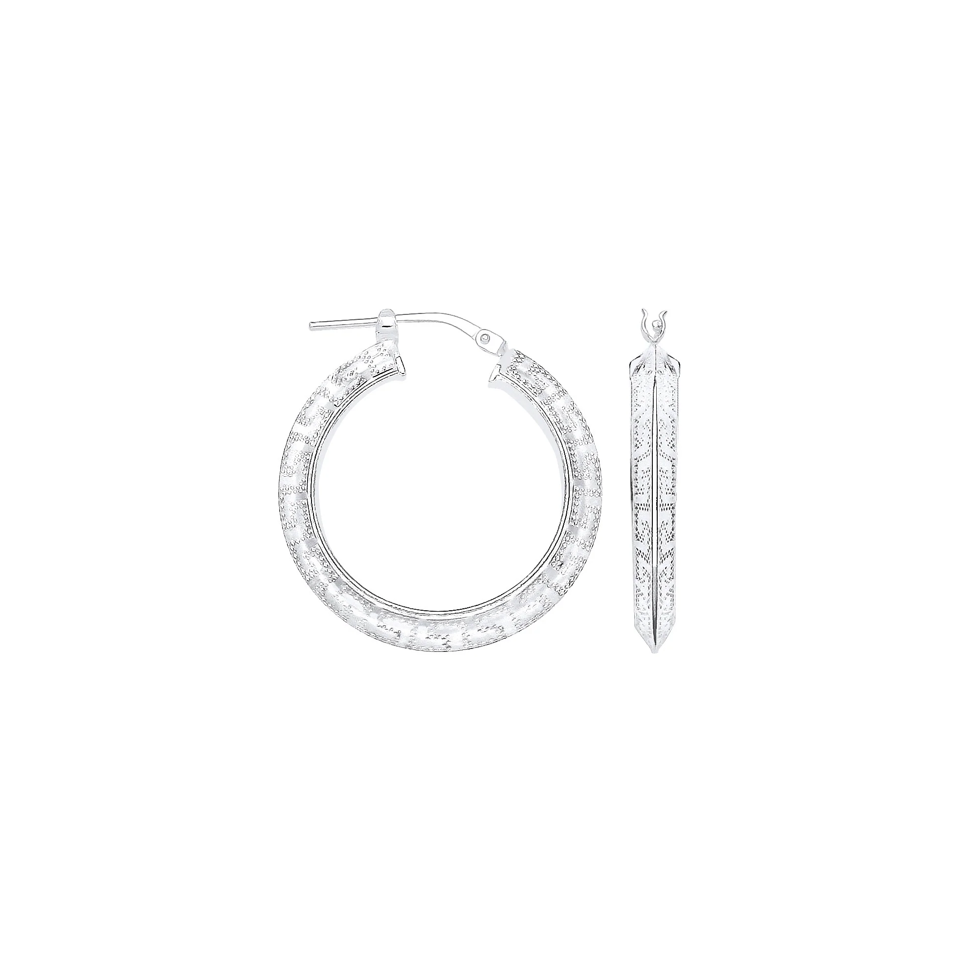 Silver Greek Key 20mm Hoop Earrings - Silver - Image 2