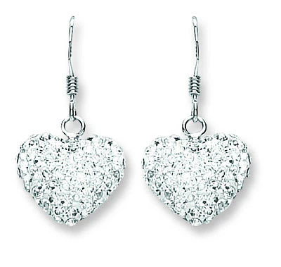 Silver Heart Crystal Drops - Silver