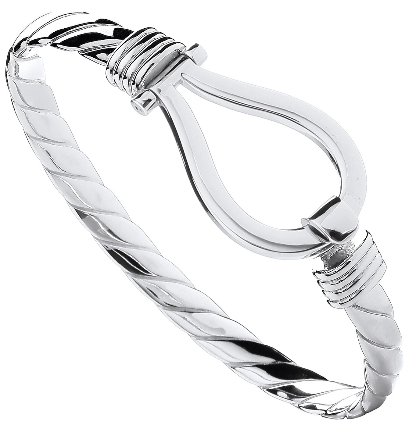 Silver Hook Gents Bangle - Silver - Image 2
