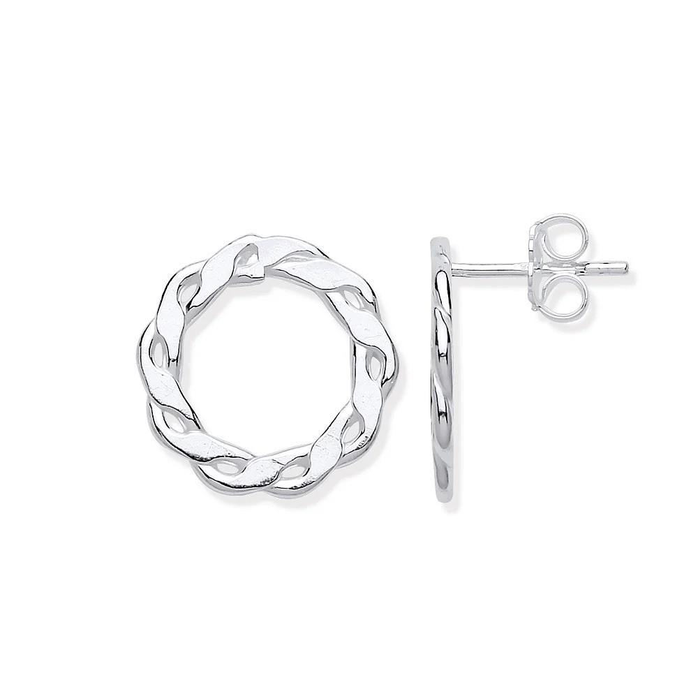 Silver Infinity Link, Circle Stud Earrings - Silver - Image 2