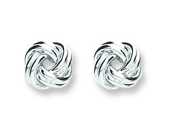 Silver Knot Stud Earrings - Silver - Image 2