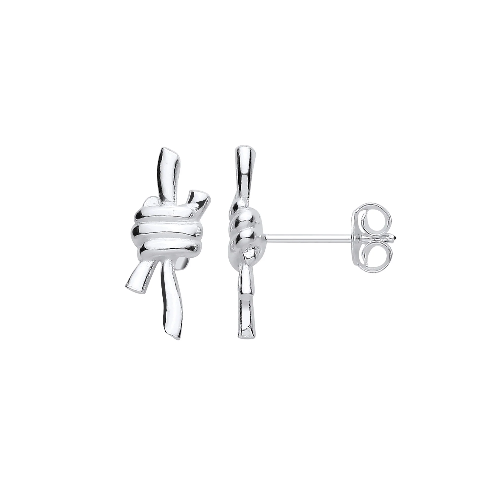 Silver Nautical Reef Knot Studs - Silver - Image 2