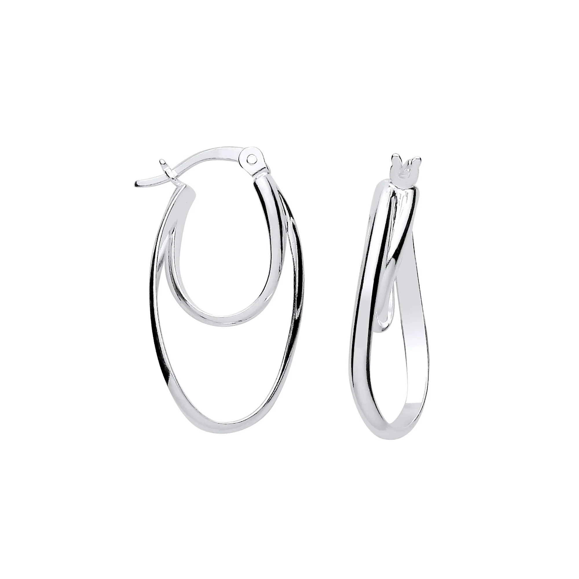 Silver Oval Hoop Earrings - Silver - Image 2