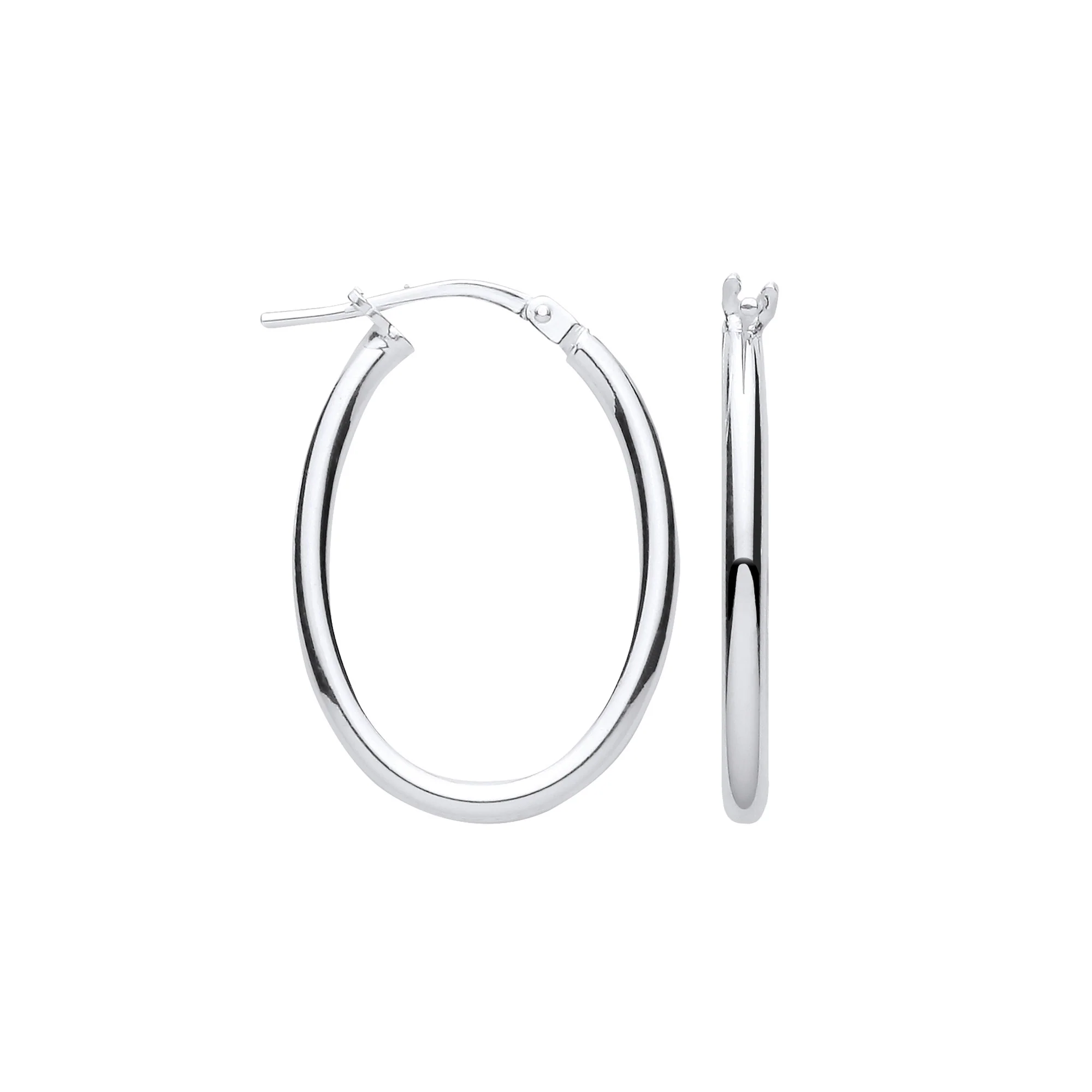 Silver Oval Tube Hoop Earrings - Silver - Image 2