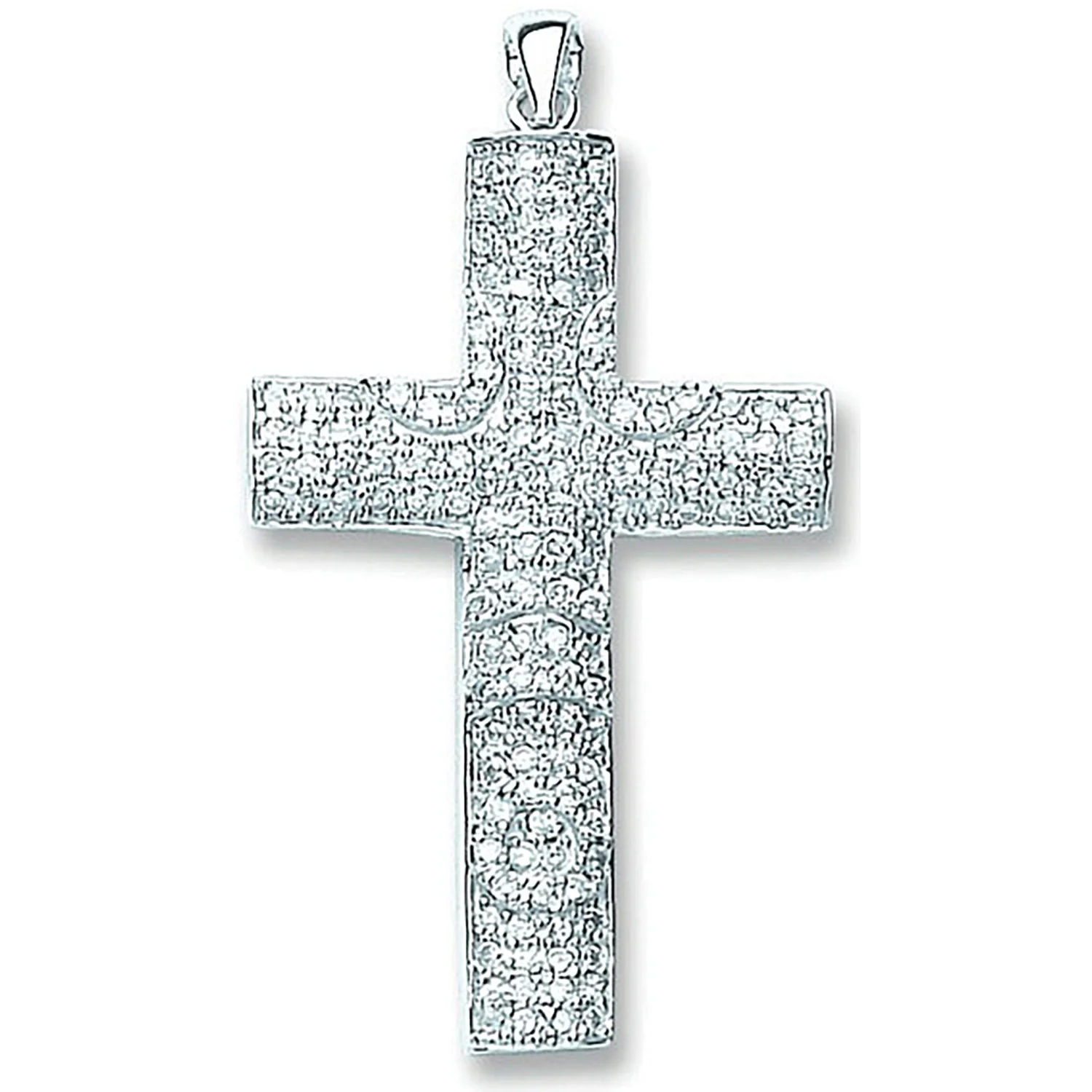 Silver Pave Set Cubic Zirconia Cross - Silver - Image 2