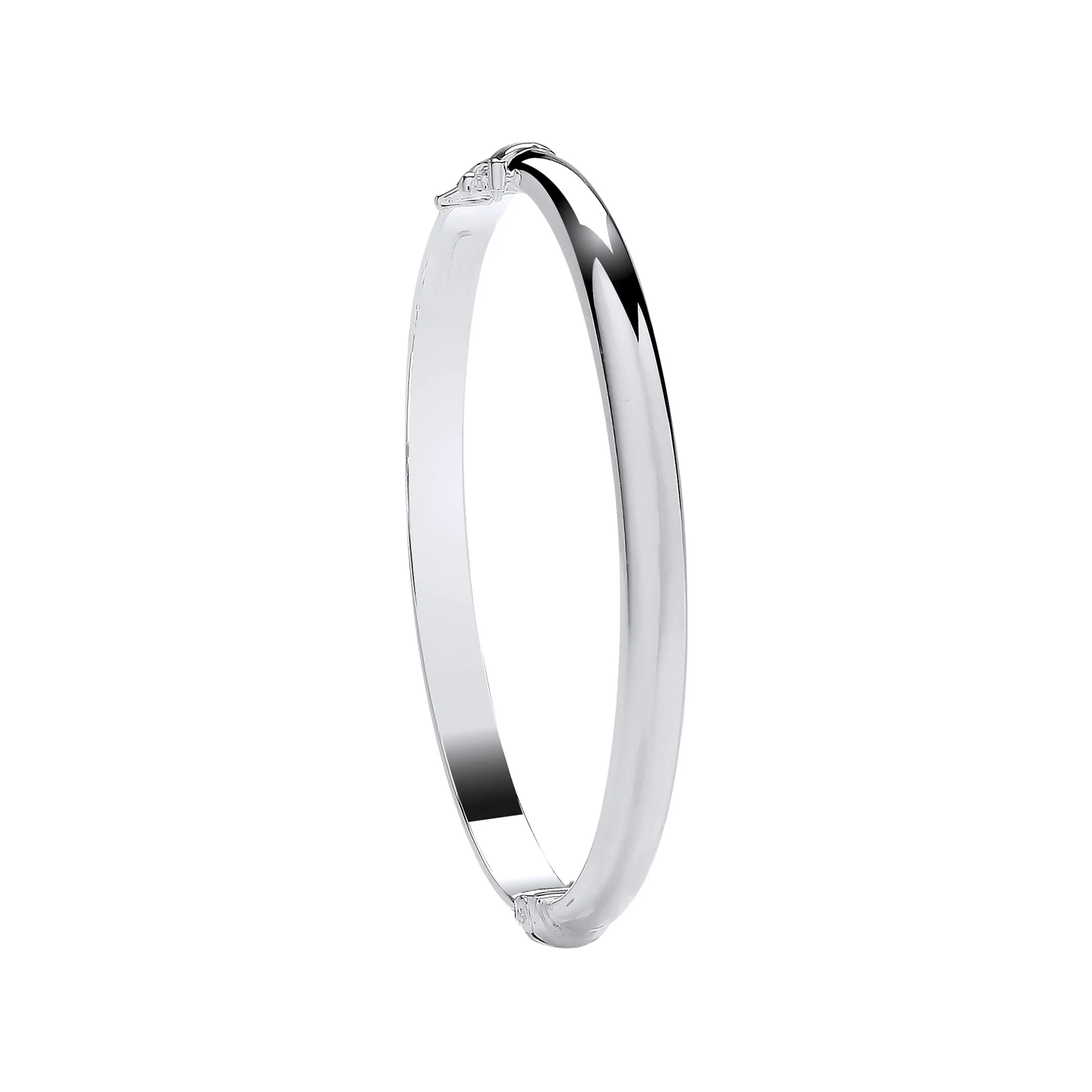 Silver Plain Oval D-Shape 5.9mm Ladies Bangle - Silver - Image 2
