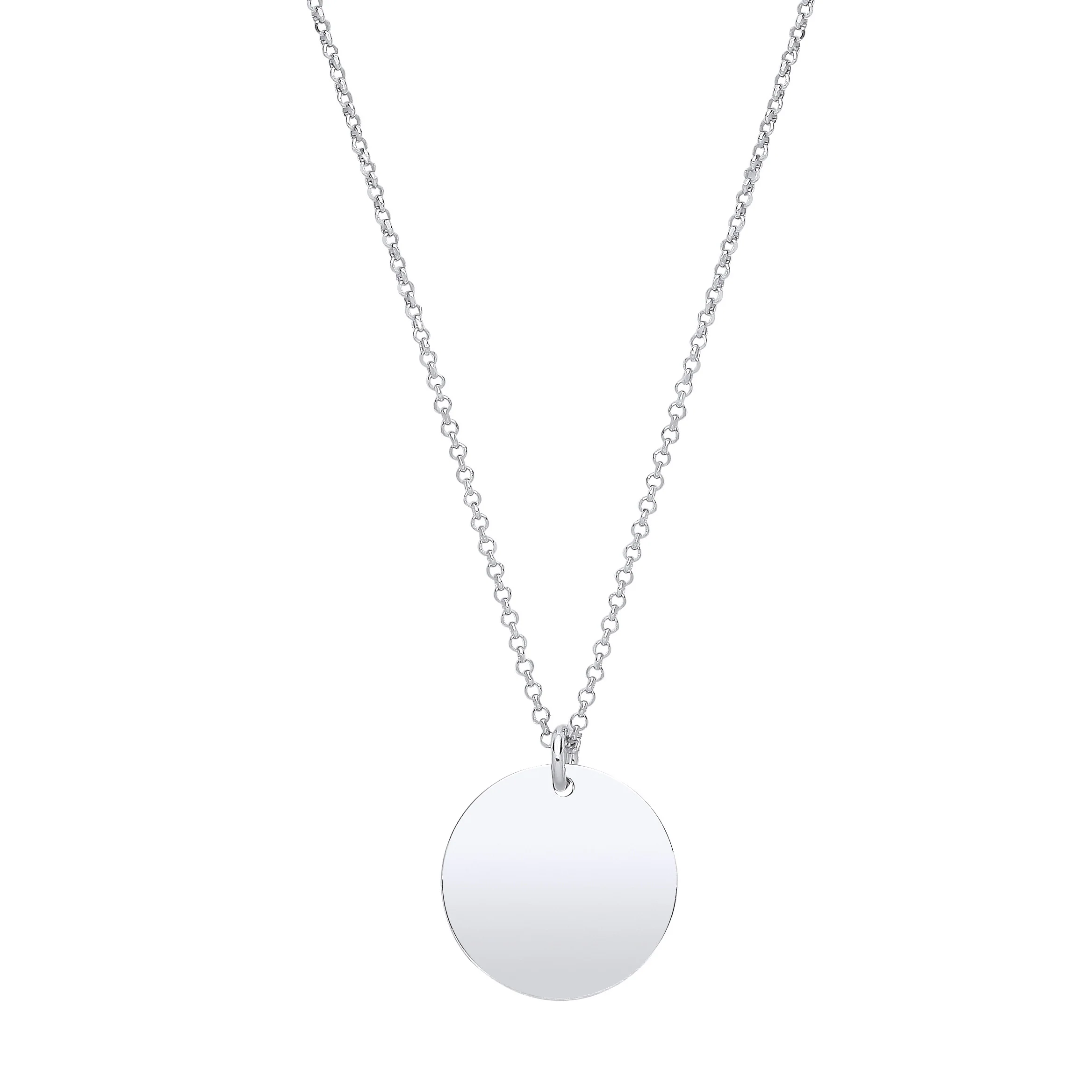 Silver Plain Round Pendant Chain 16" - Silver - Image 2