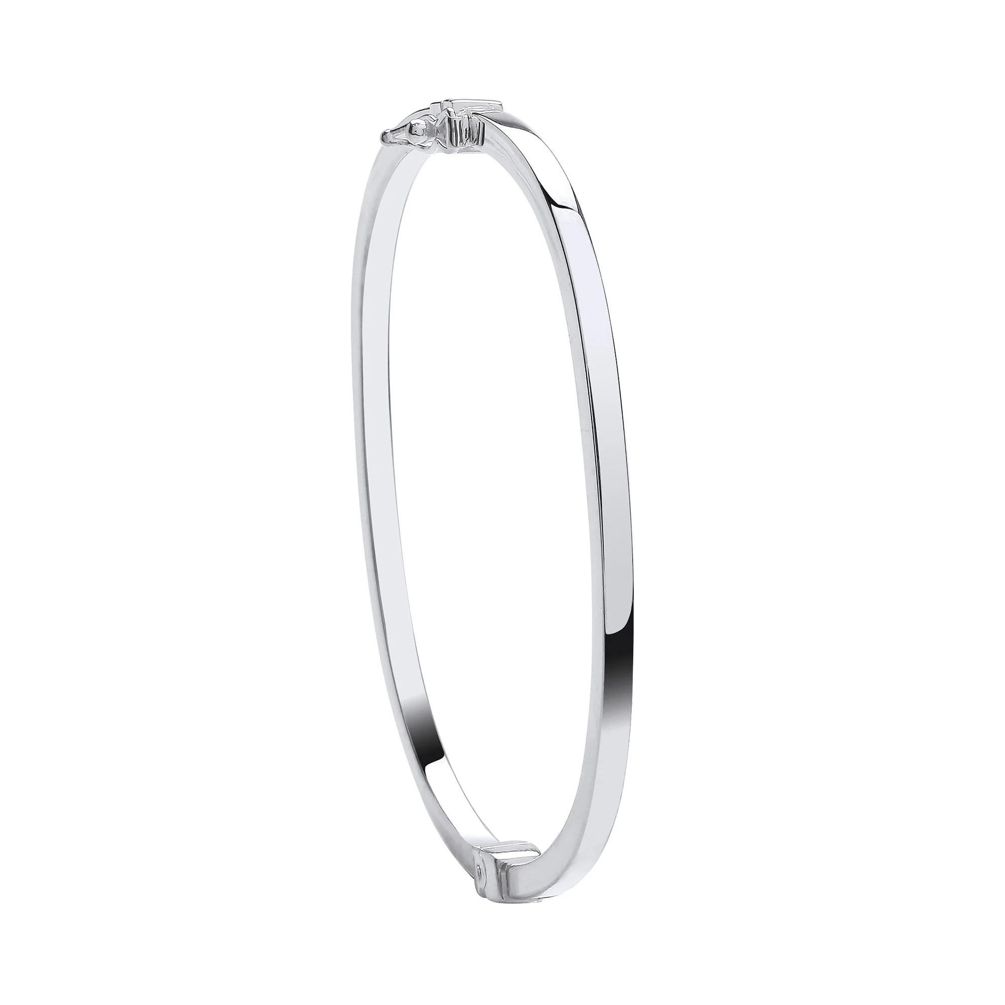 Silver Plain Square Ladies Bangle - Silver - Image 2