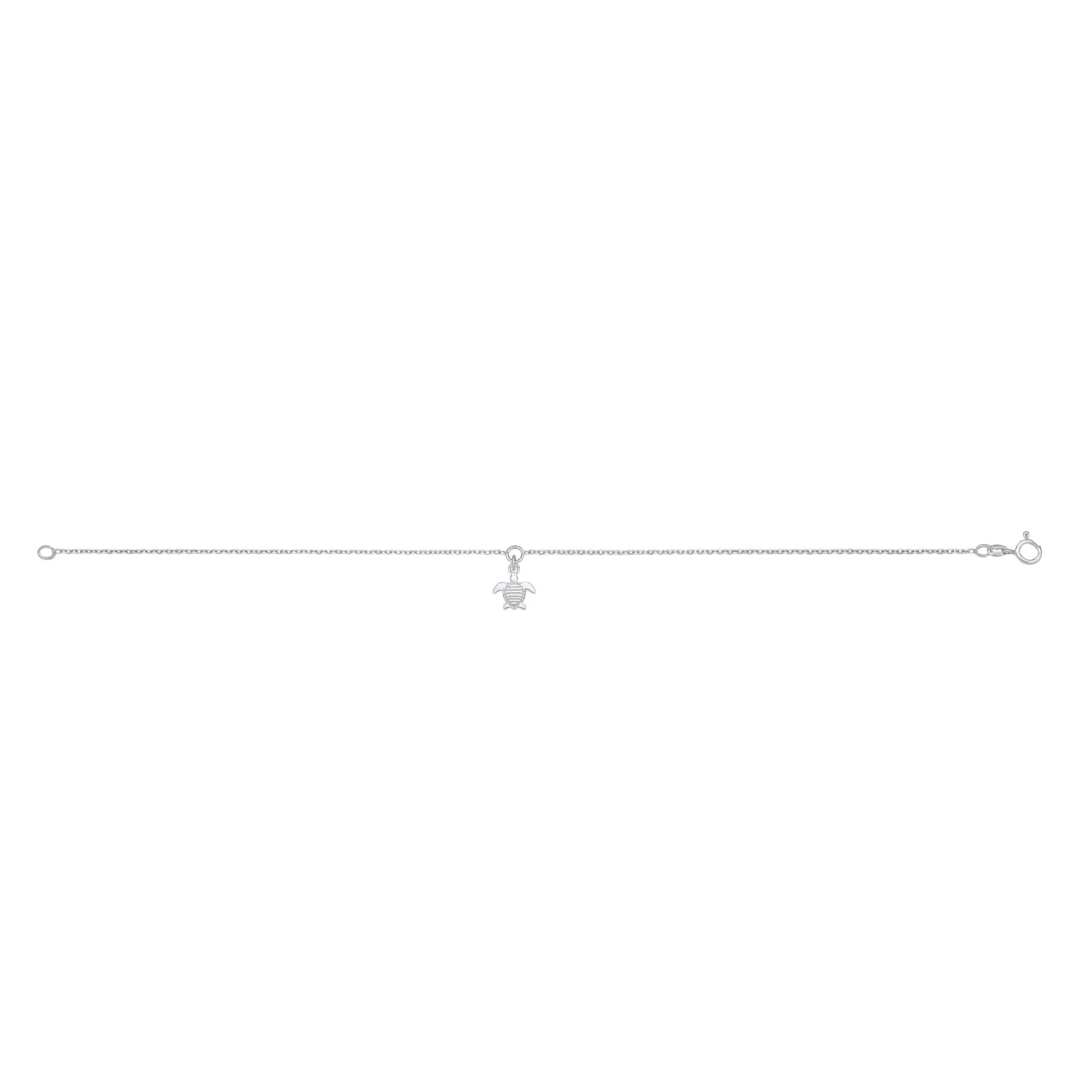 Silver Rhodium Pated Turtle Anklet - Silver - Image 2