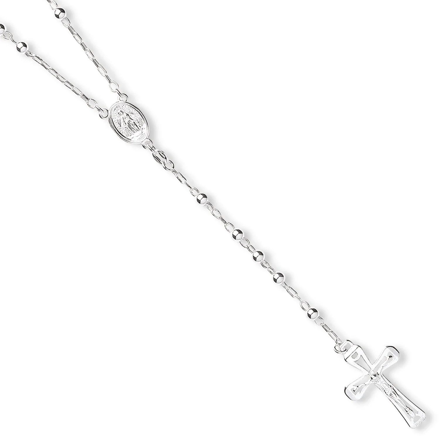 Silver Rosary Beads 24" - Silver - Image 2
