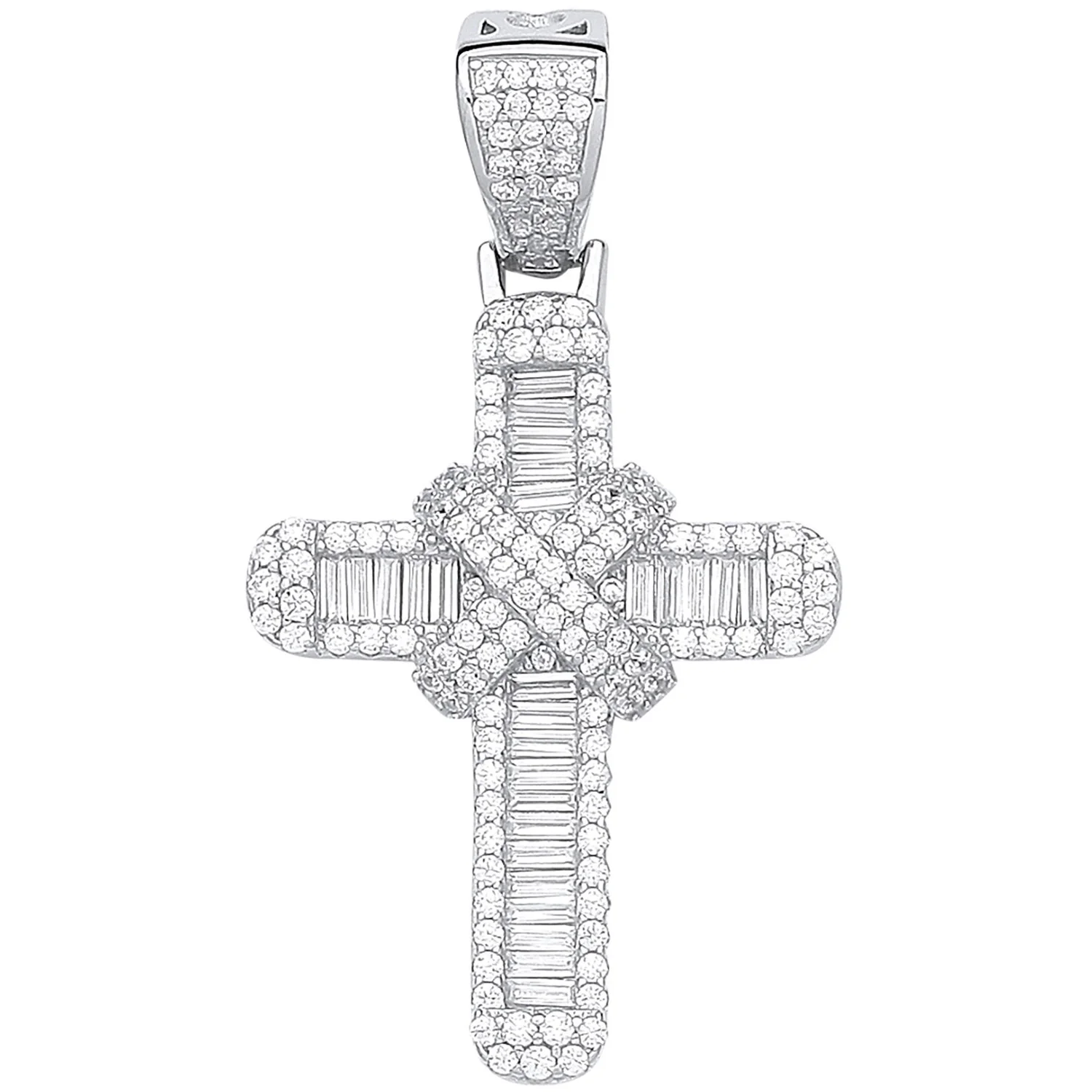 Silver Round & Baguette Cubic Zirconias Kiss Cross - Silver - Image 2