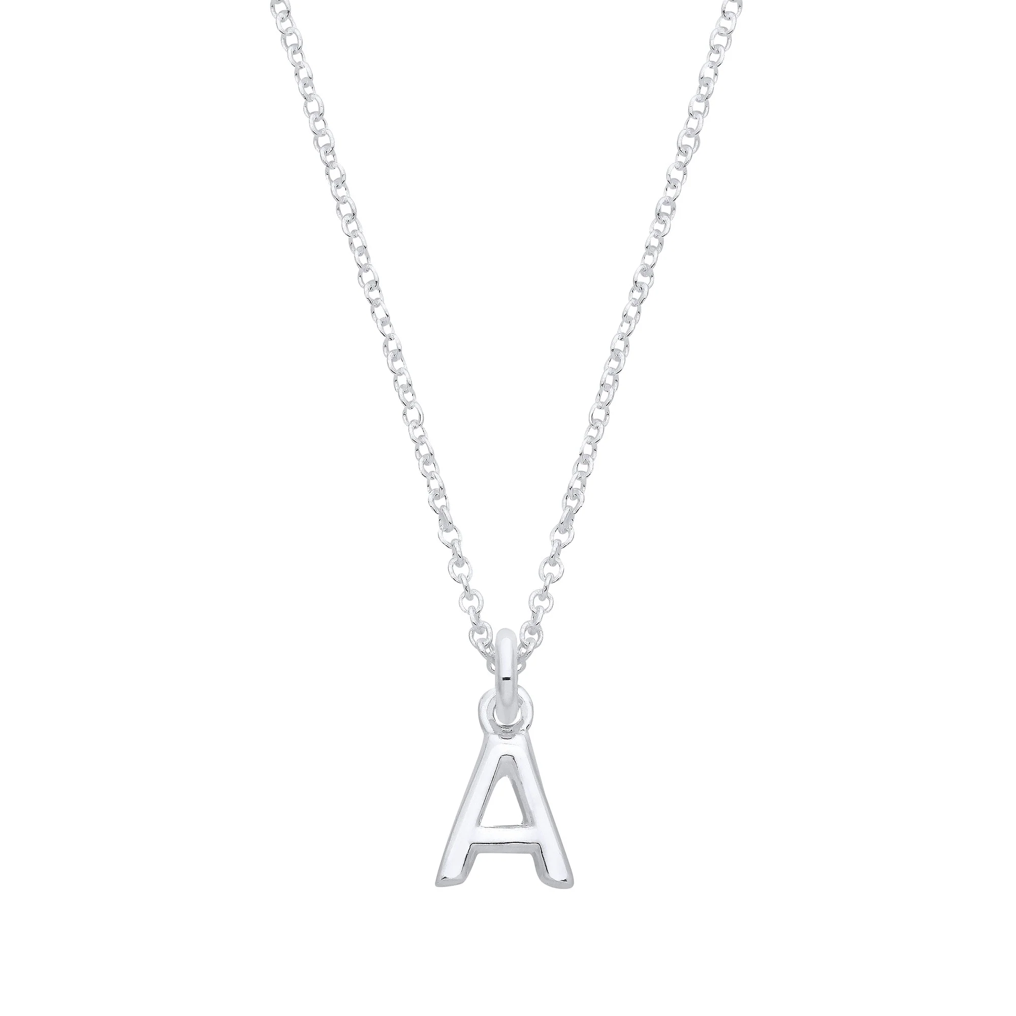 Silver Small Plain Initial 16" + 1" Necklace - Silver - Image 2