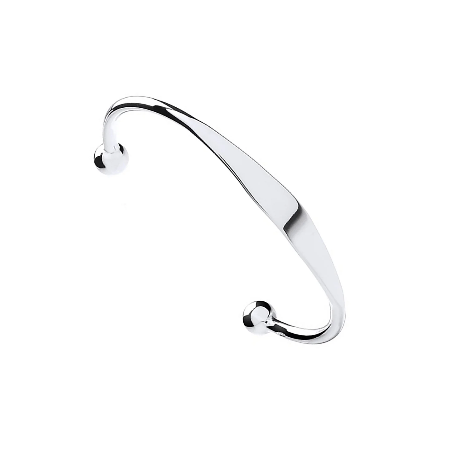 Silver Solid Baby Bangle with ID plate - Silver - Image 2