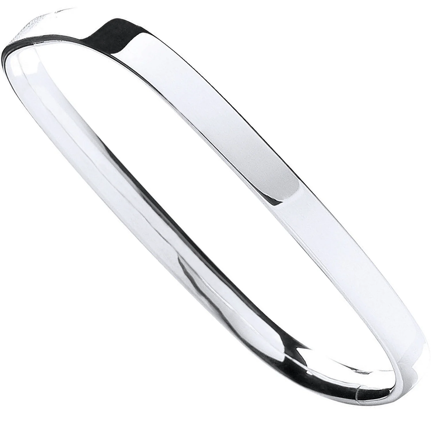 Silver Solid Tv Shaped Hinged Bangle - Silver - Image 2