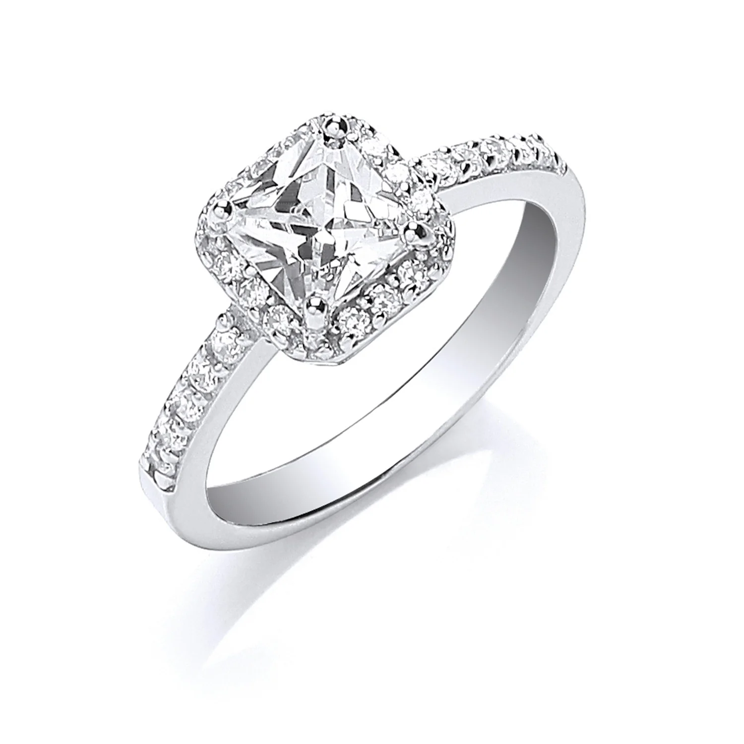 Silver Square Cubic Zirconia Ring - Silver - Image 2