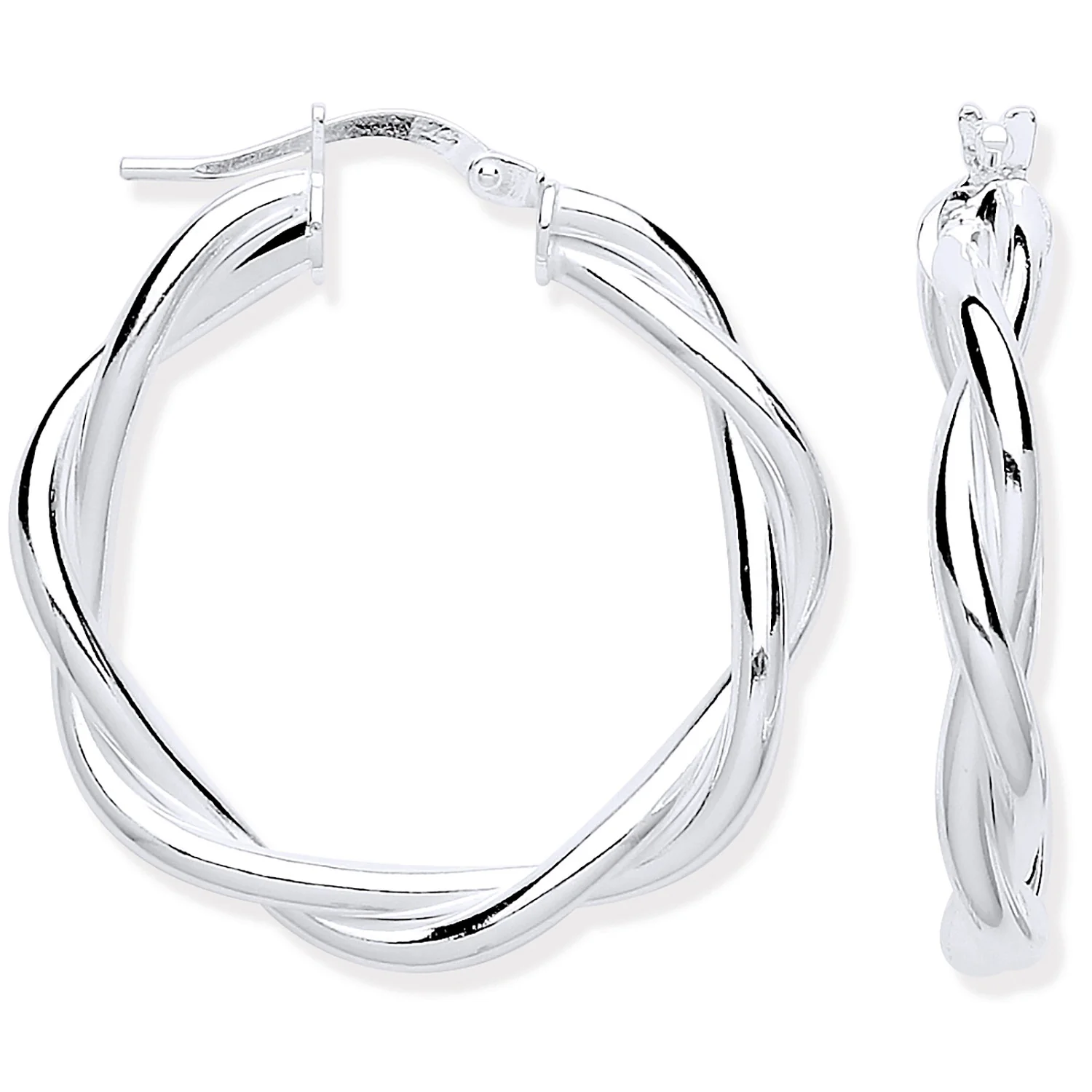 Silver Twist Hoop 25mm Earrings - Silver - Image 2