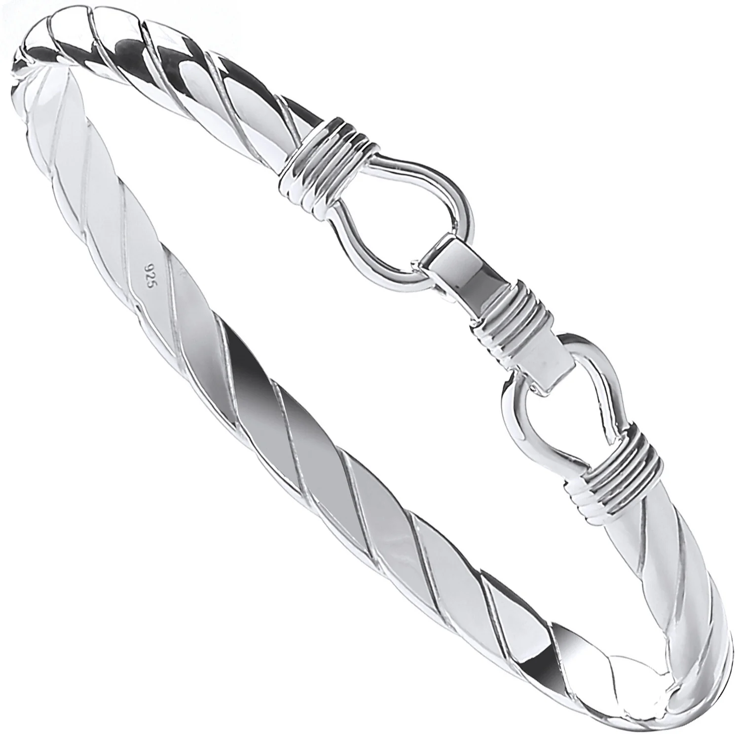 Silver Twist Solid Gents Bangle - Silver - Image 2