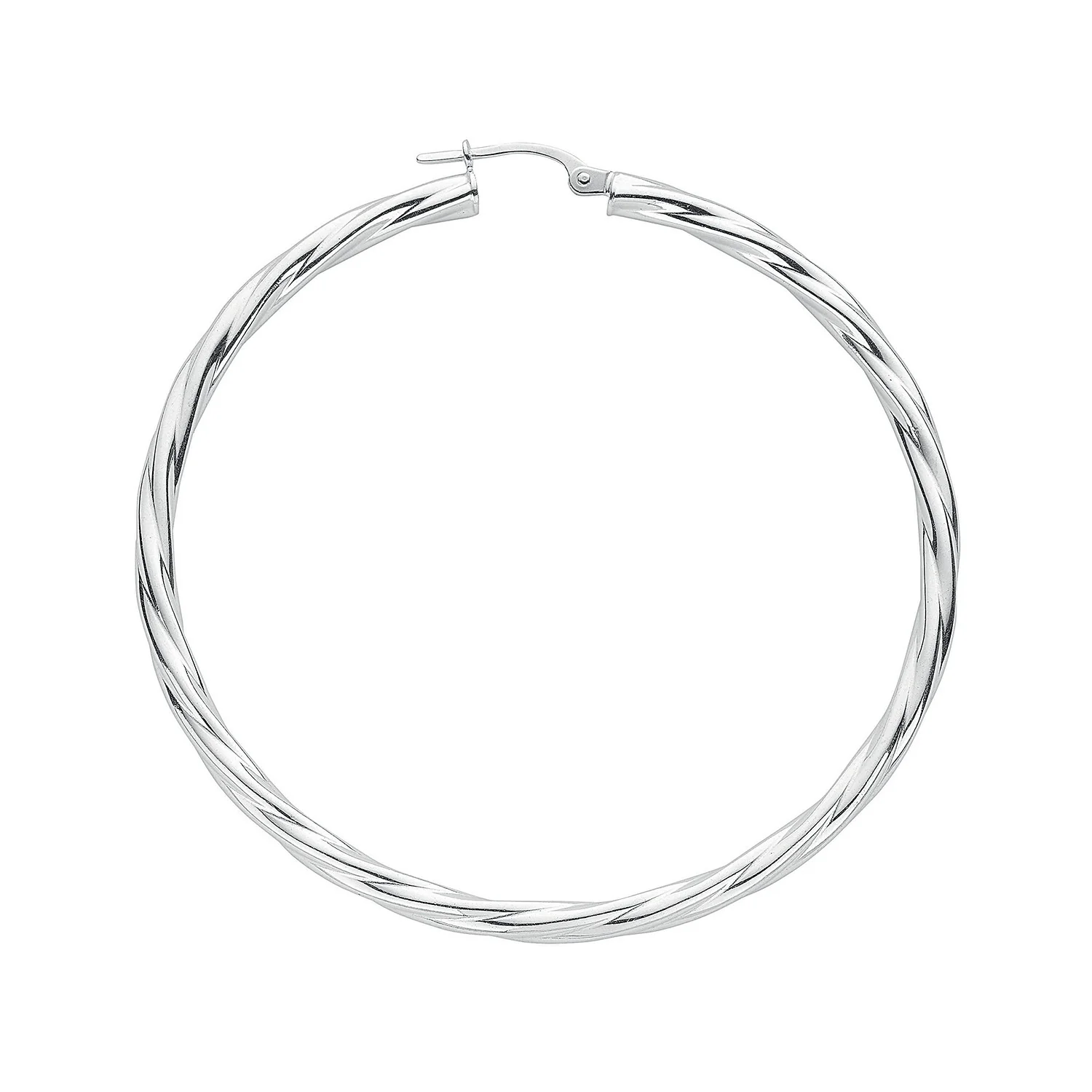 Silver Twisted Large Hoop Earrings - Silver - Image 2