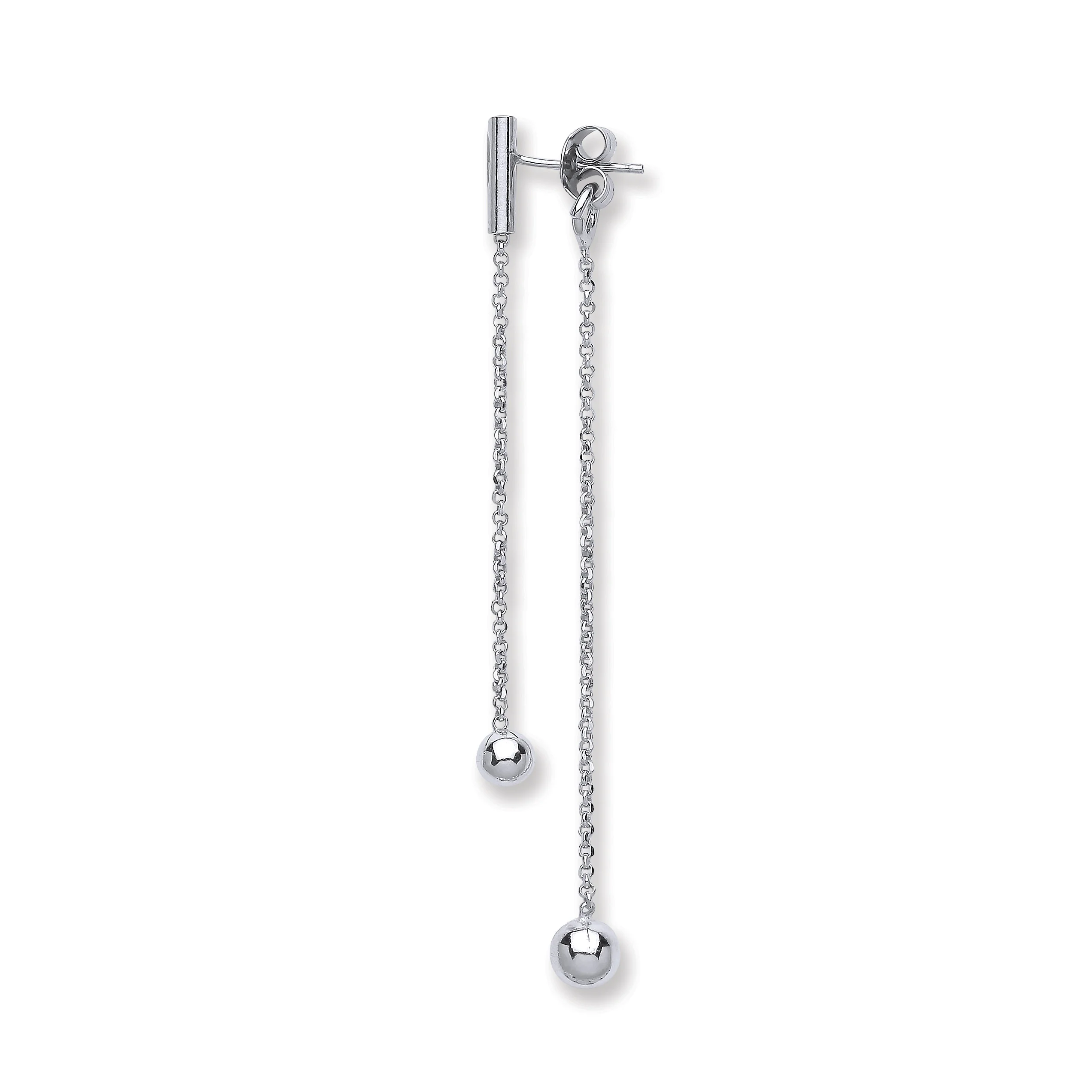Silver Two Strand Ball Drop Earrings - Silver - Image 2
