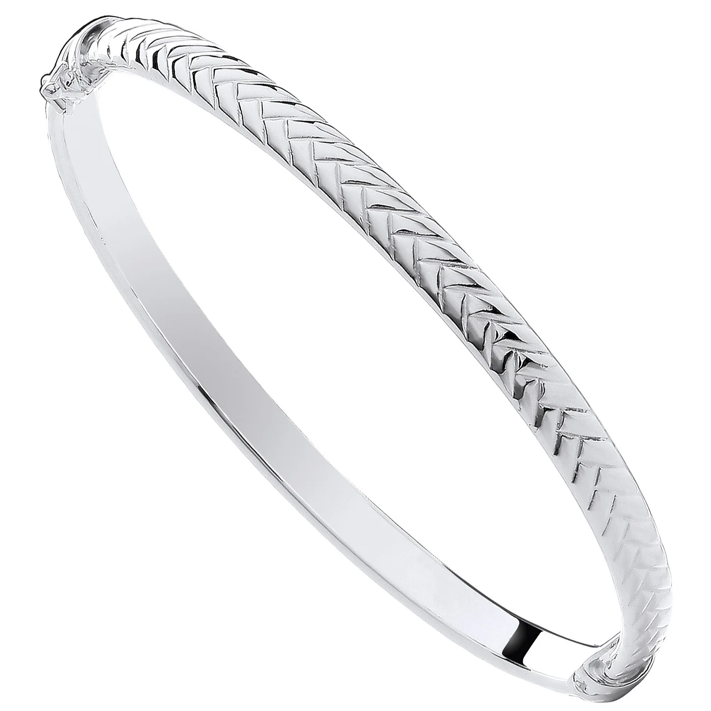 Silver Tyre Design Ladies Bangle - Silver - Image 2