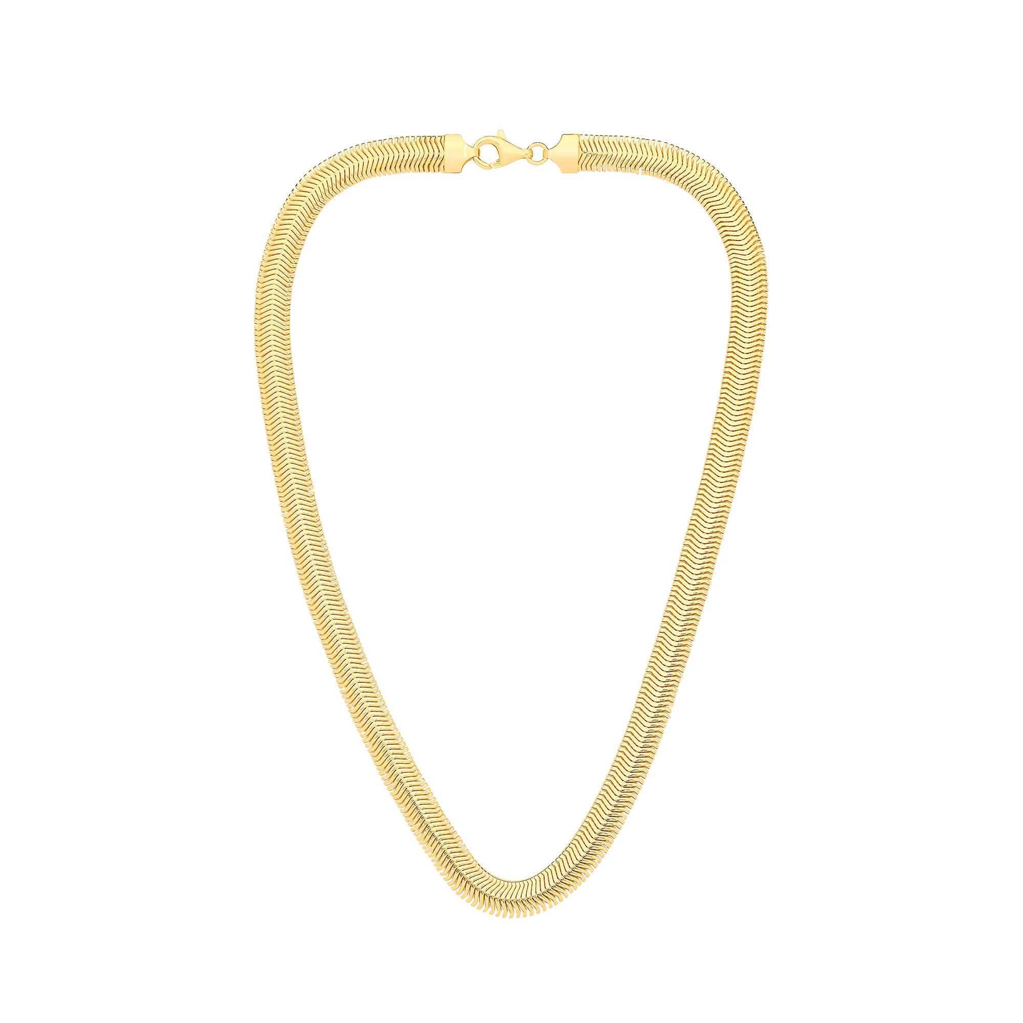 Silver Yellow Gold Plated 8.0mm Herringbone 17" Collarette/7.5"Bracelet - Silver - Image 2