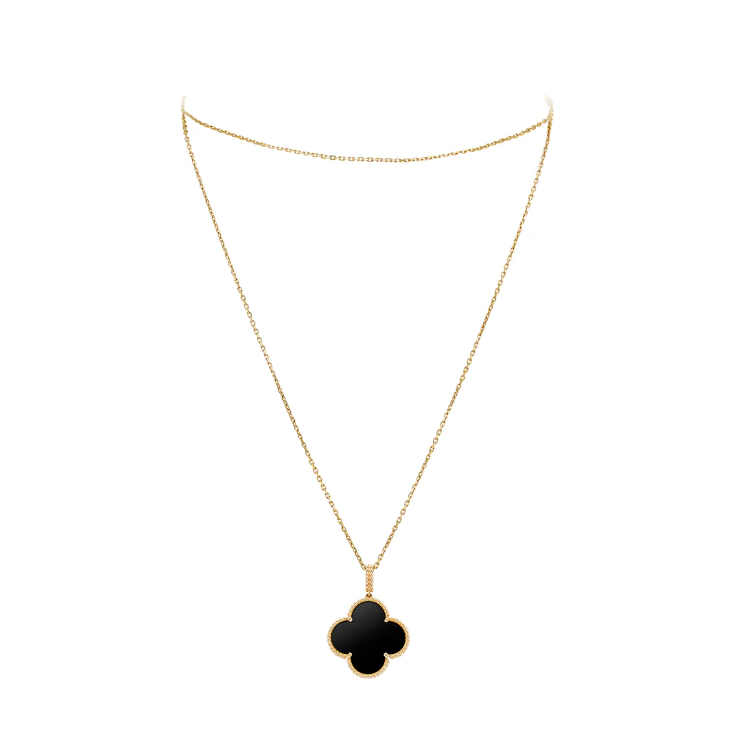 Van Cleef & Arpels Magic Alhambra Long Necklace 1 Motif Onyx 18K Yellow Gold