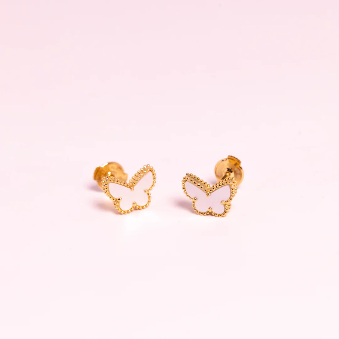 Van Cleef & Arpels Sweet Alhambra Butterfly Earrings Mother-Of-Pearl 18K Yellow Gold - Image 3