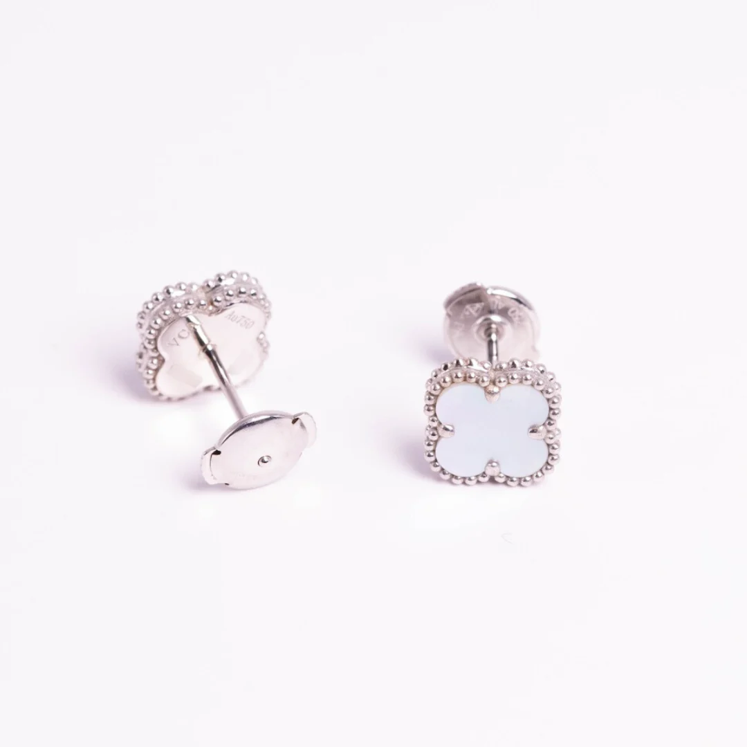 Van Cleef & Arpels Sweet Alhambra Earrings Mother-Of-Pearl 18K White Gold - Image 3