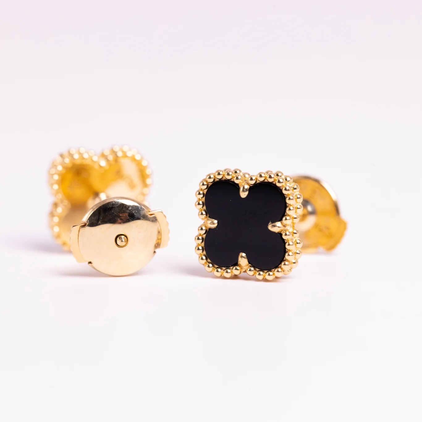 Van Cleef & Arpels Sweet Alhambra Earrings Onyx 18K Yellow Gold - Image 3
