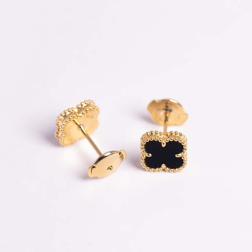 Van Cleef & Arpels Sweet Alhambra Earrings Onyx 18K Yellow Gold - Image 4