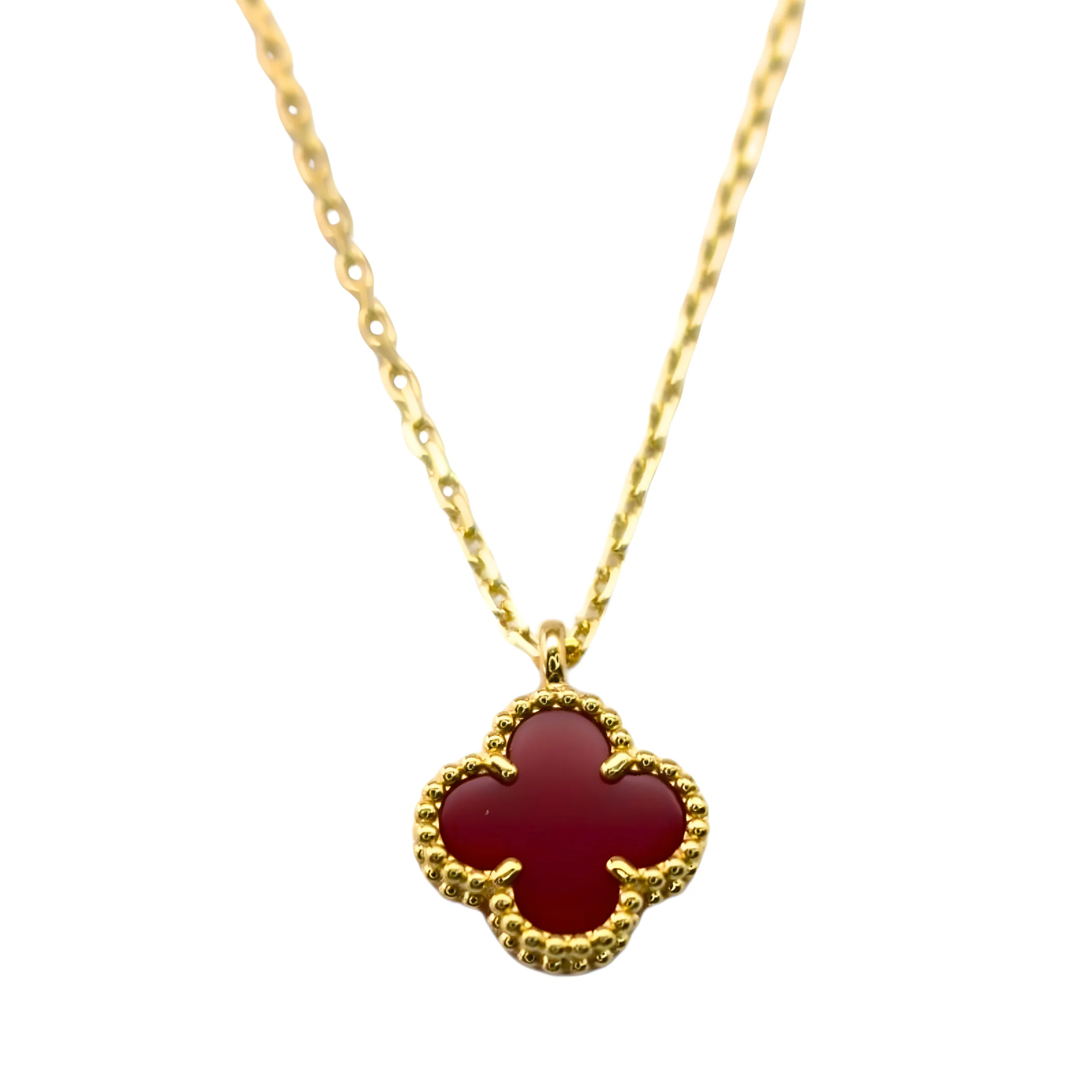 Van Cleef & Arpels Sweet Alhambra Pendant Carnelian 18K Rose Gold - Image 3
