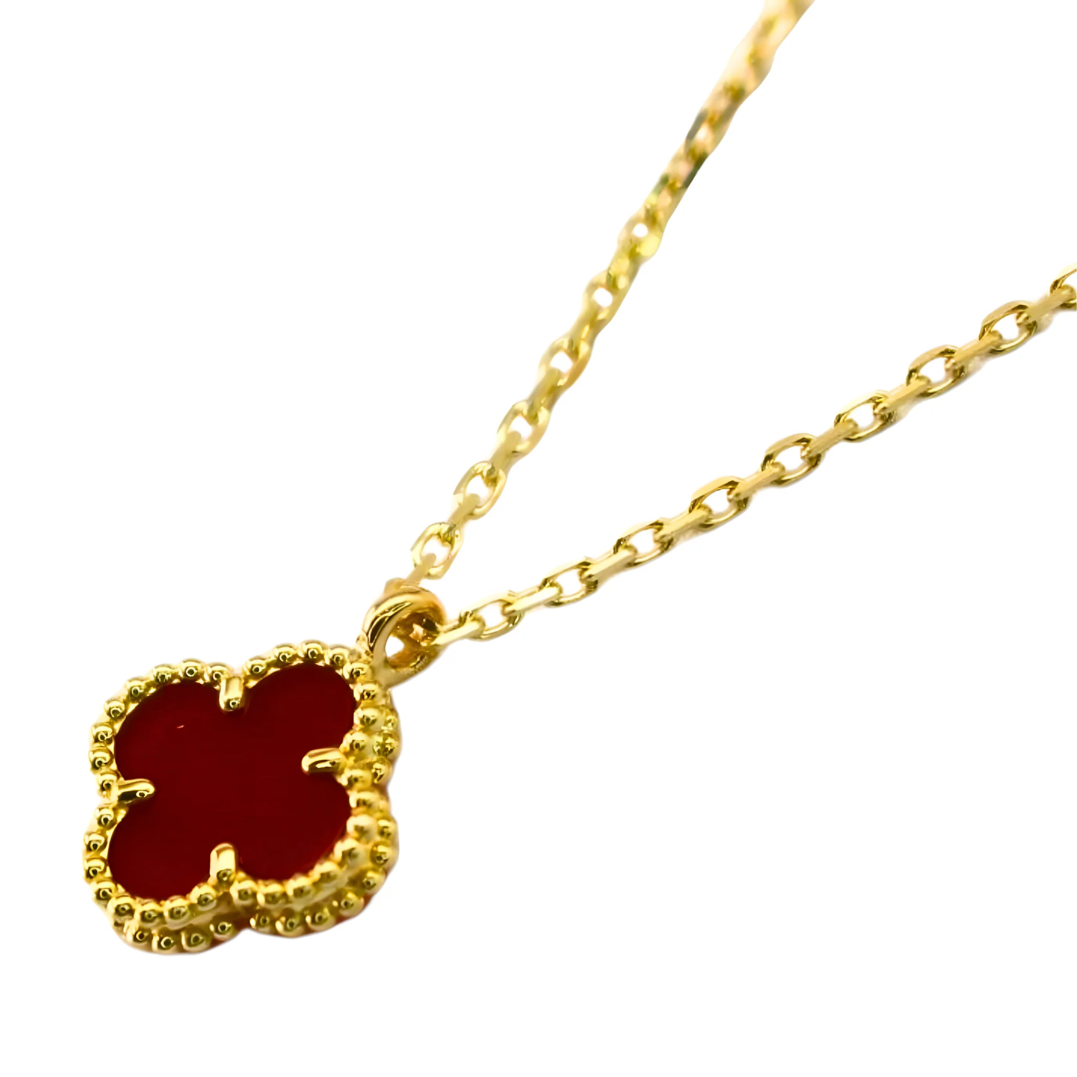 Van Cleef & Arpels Sweet Alhambra Pendant Carnelian 18K Rose Gold - Image 4