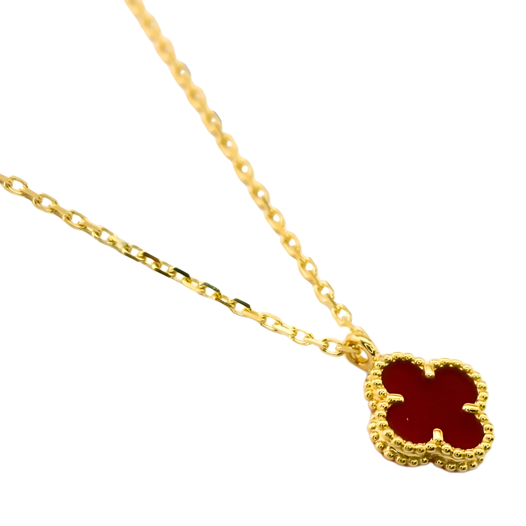 Van Cleef & Arpels Sweet Alhambra Pendant Carnelian 18K Rose Gold - Image 6