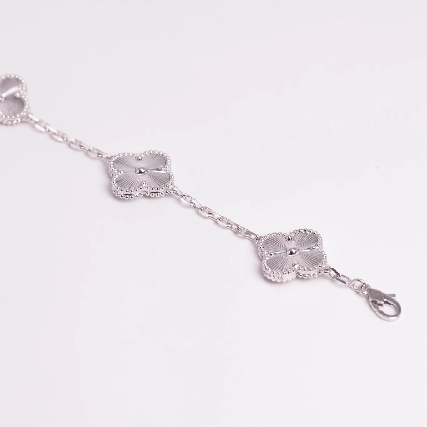 Van Cleef & Arpels Vintage Alhambra Bracelet 5 Motifs 18K White Gold - Image 3