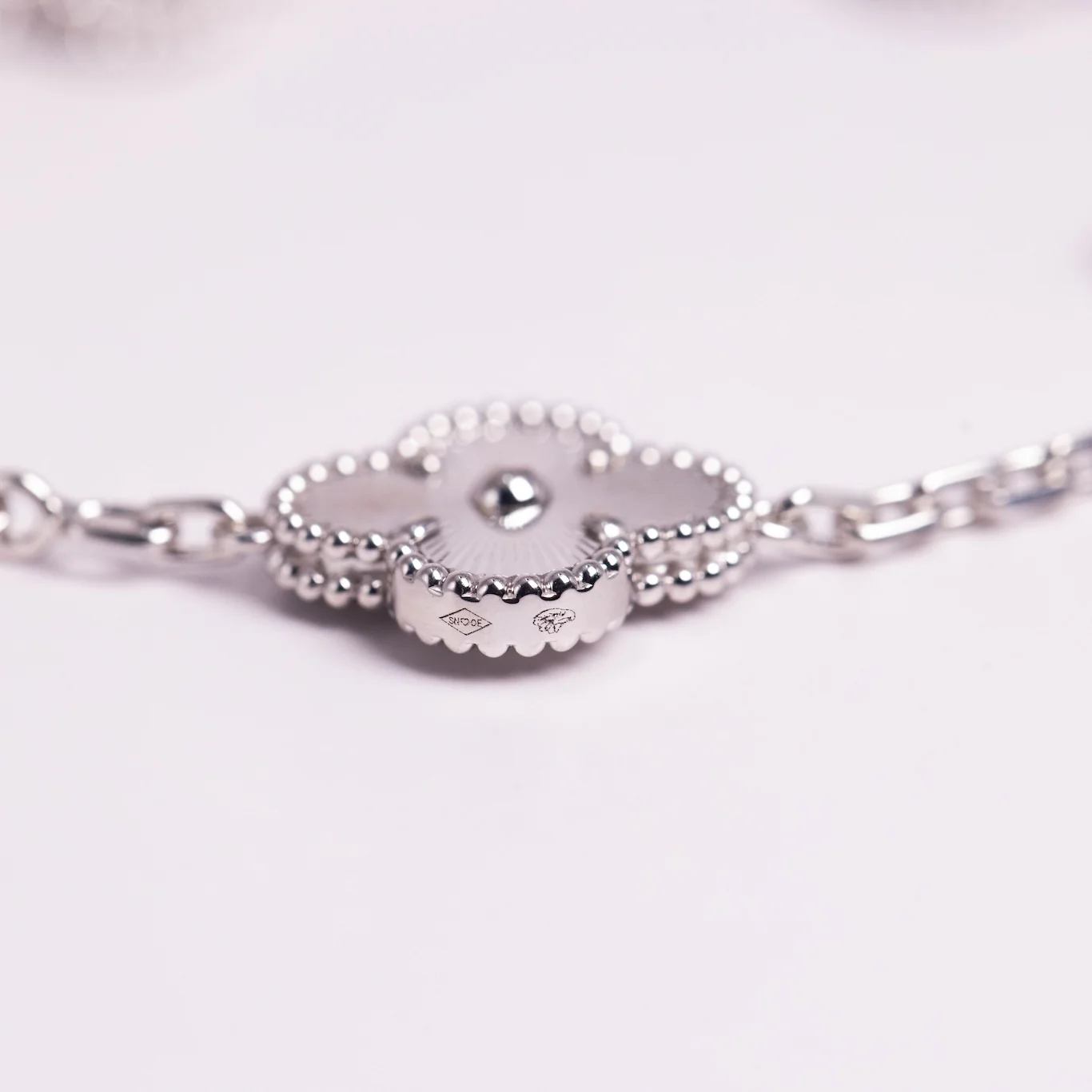 Van Cleef & Arpels Vintage Alhambra Bracelet 5 Motifs 18K White Gold - Image 5