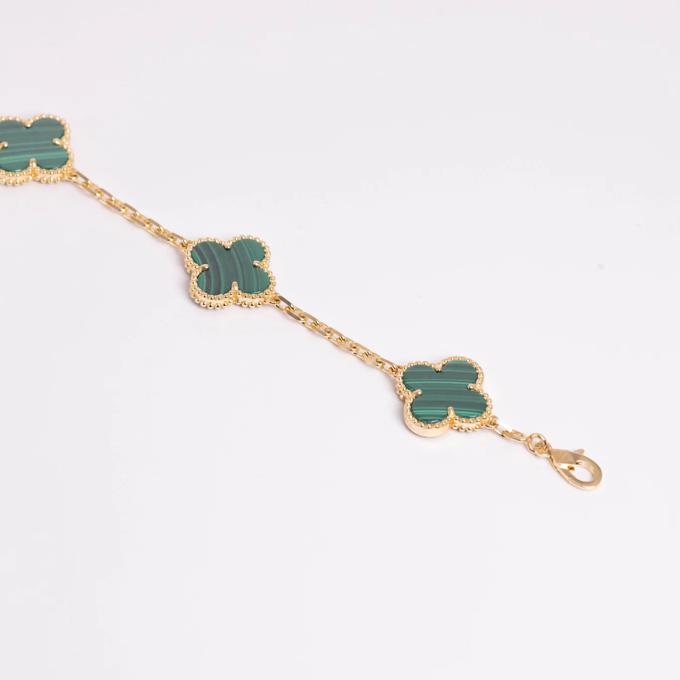 Van Cleef & Arpels Vintage Alhambra Bracelet 5 Motifs Malachite 18K Yellow Gold - Image 3