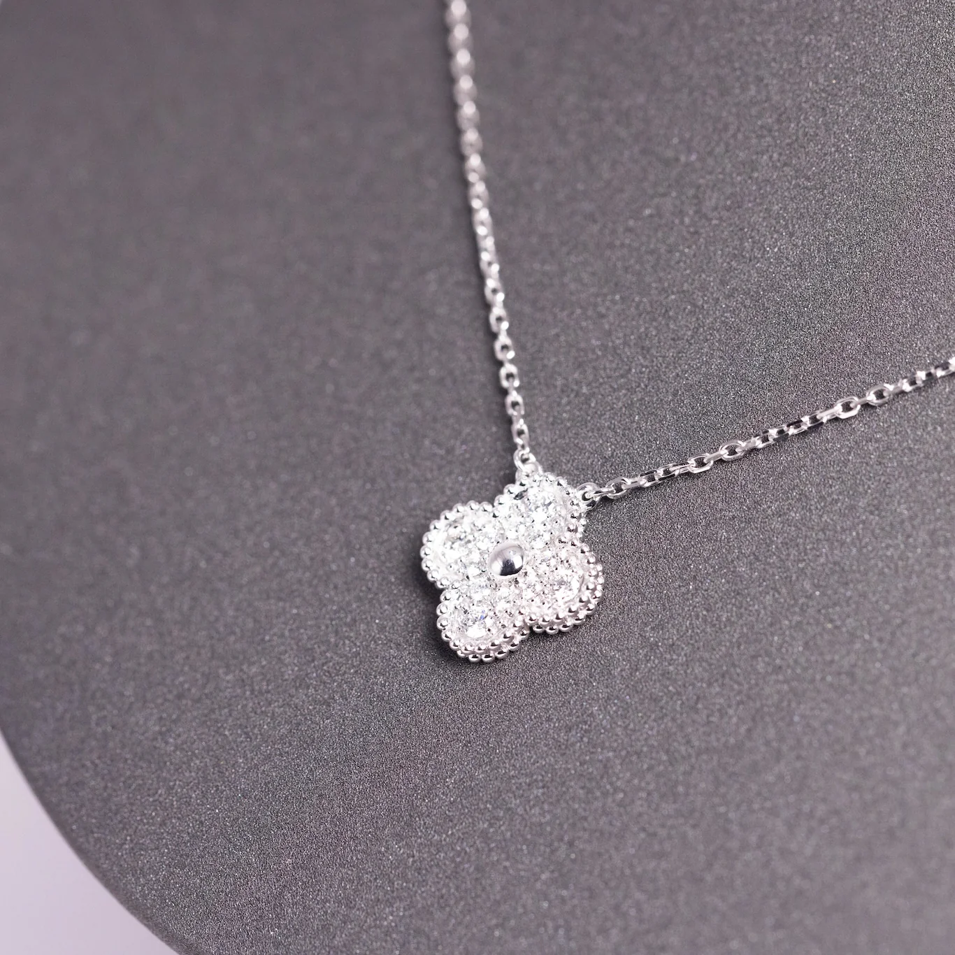 Van Cleef & Arpels Vintage Alhambra Pendant Full Diamonds 18K White Gold - Image 4