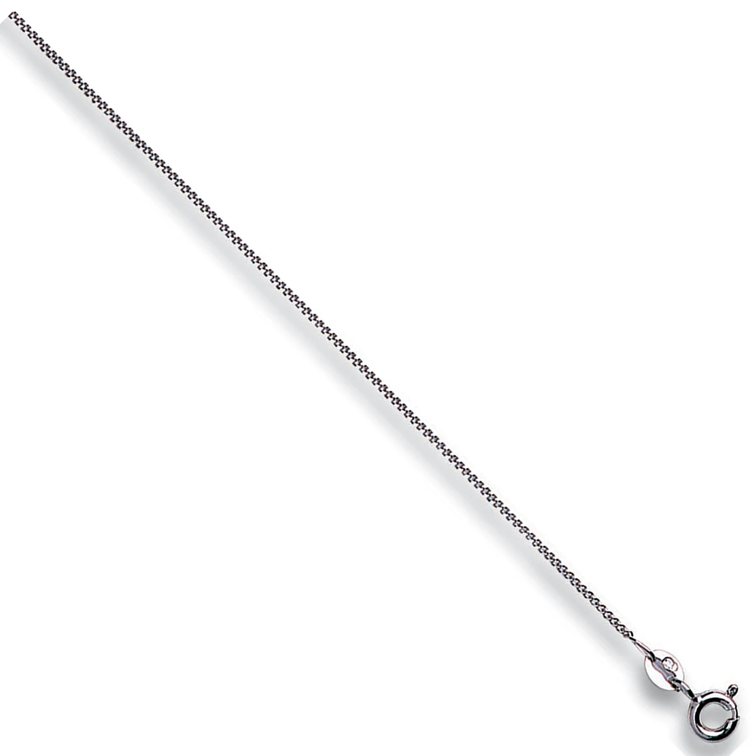 White Gold 1.1mm Traditional Classic Curb Chain - 9ct Gold - Image 2
