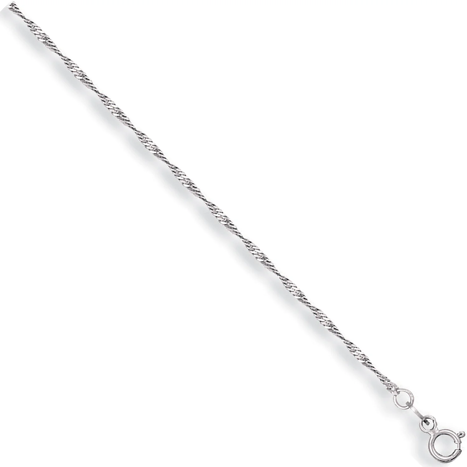 White Gold 1.6mm Singapore Chain - 9ct Gold - Image 2