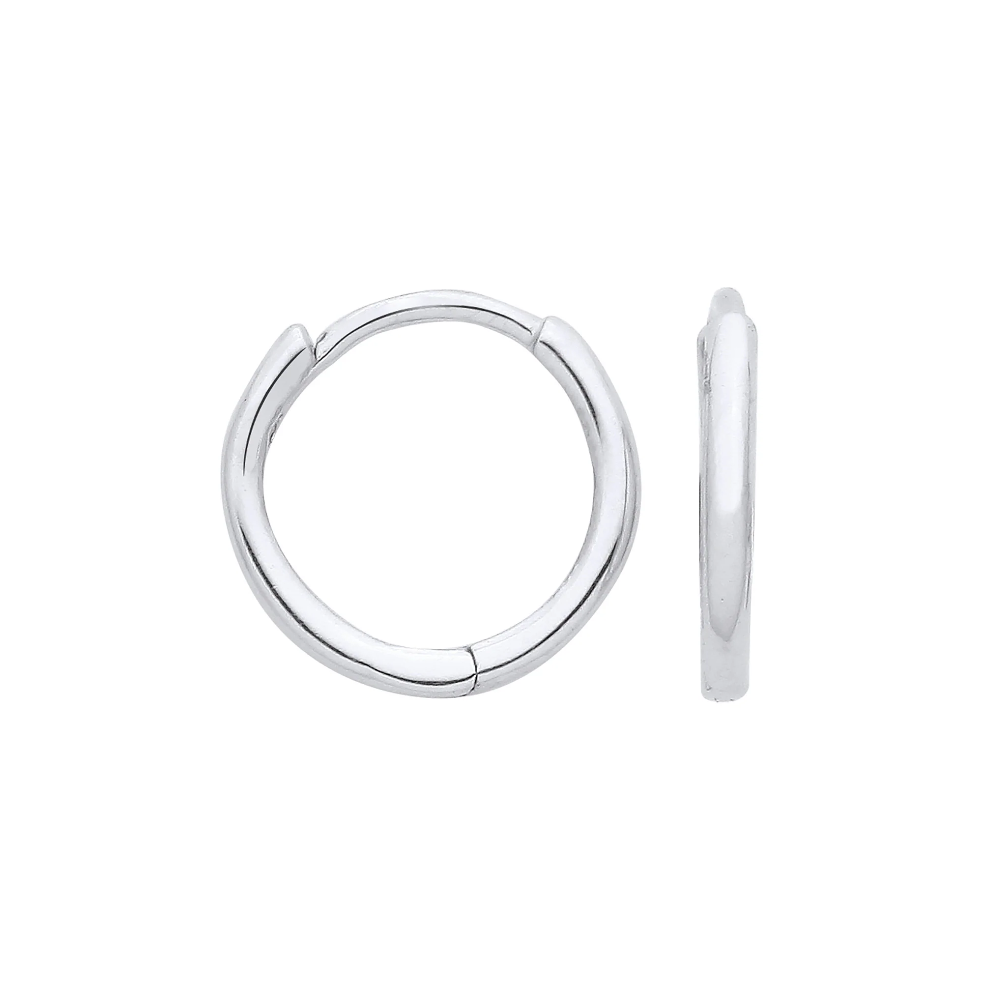 White Gold 10mm Plain Hinged Sleepers - 9ct Gold - Image 2