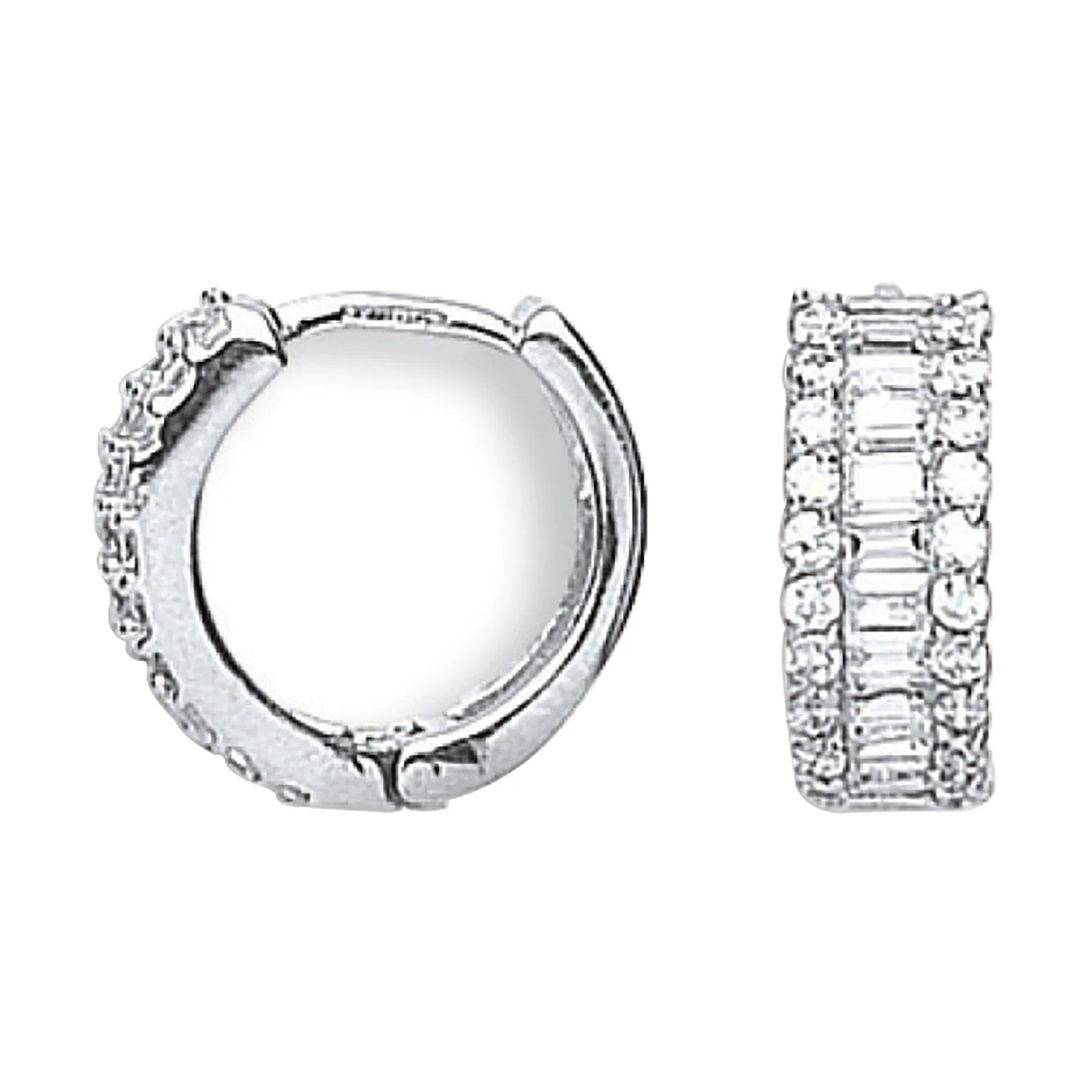 White Gold 15mm Cubic Zirconia Huggies - 9ct Gold - Image 2