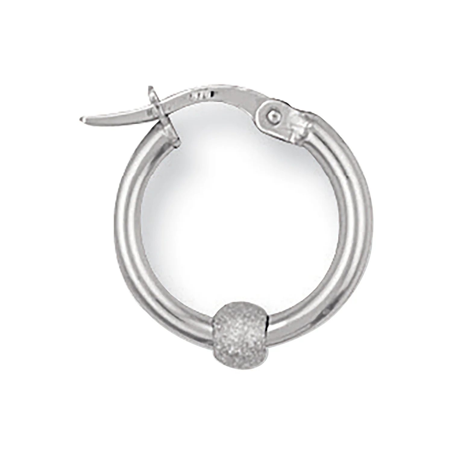 White Gold 17mm Glitter Ball Hoop Earrings - 9ct Gold - Image 2