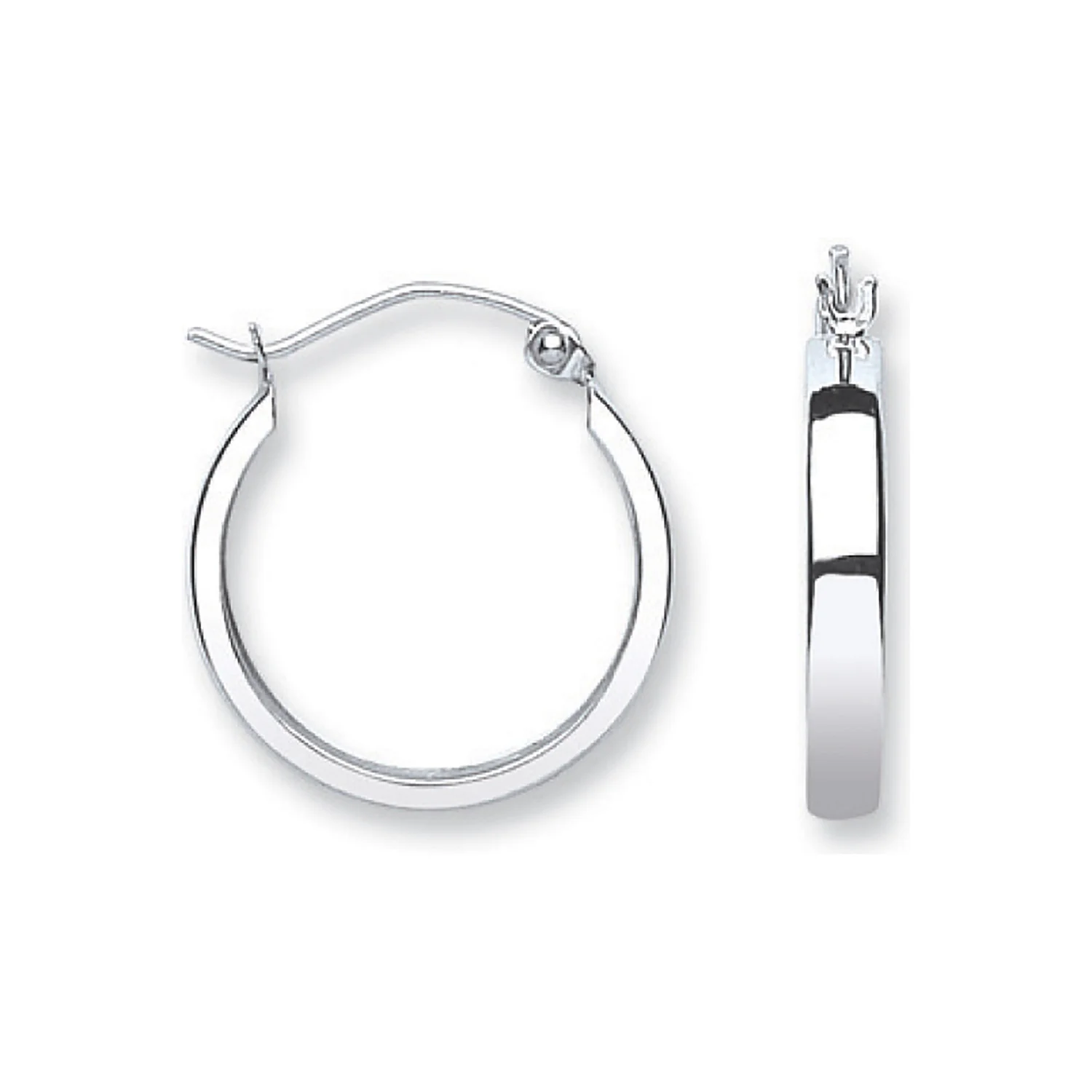 White Gold 18mm Hoop Earrings - 9ct Gold - Image 2