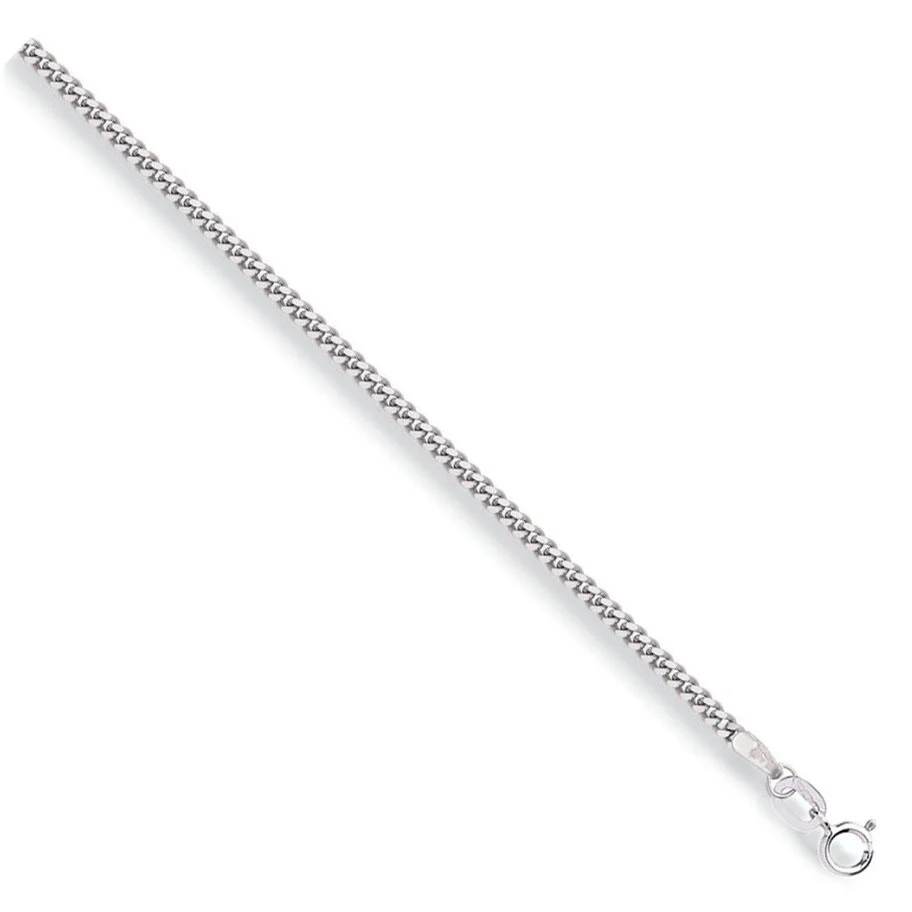 White Gold 2.0mm Traditional Classic Curb Chain - 9ct Gold - Image 2