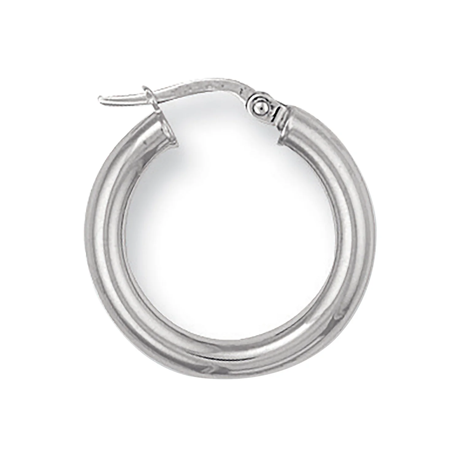 White Gold 20mm Round Tube Hoop Earrings - 9ct Gold - Image 2
