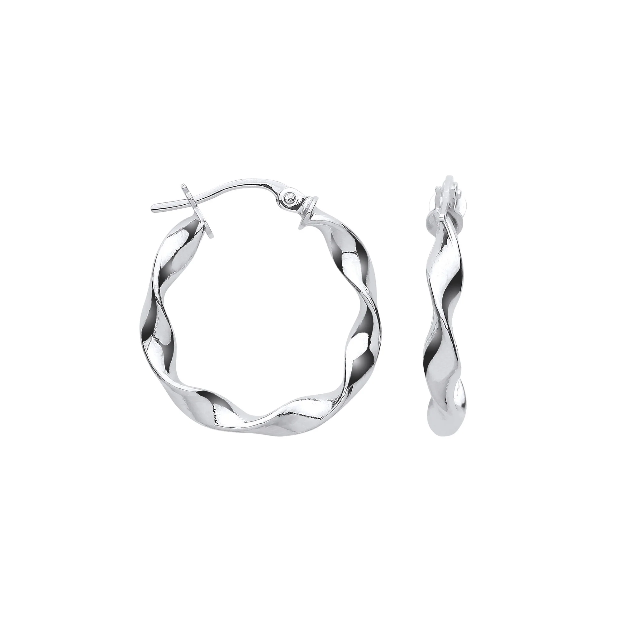 White Gold 21mm Twisted Hoop Earrings - 9ct Gold - Image 2