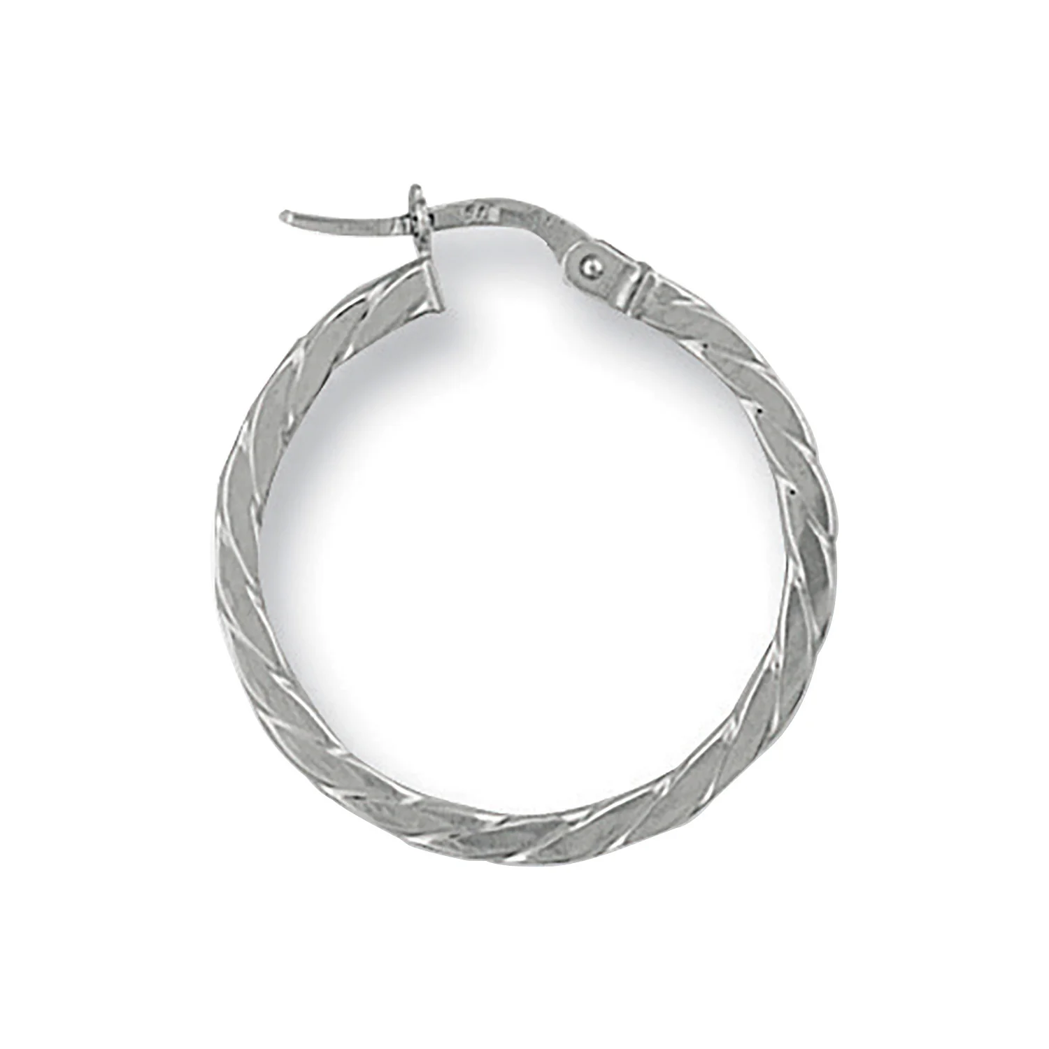 White Gold 25mm Twisted Hoop Earrings - 9ct Gold - Image 2