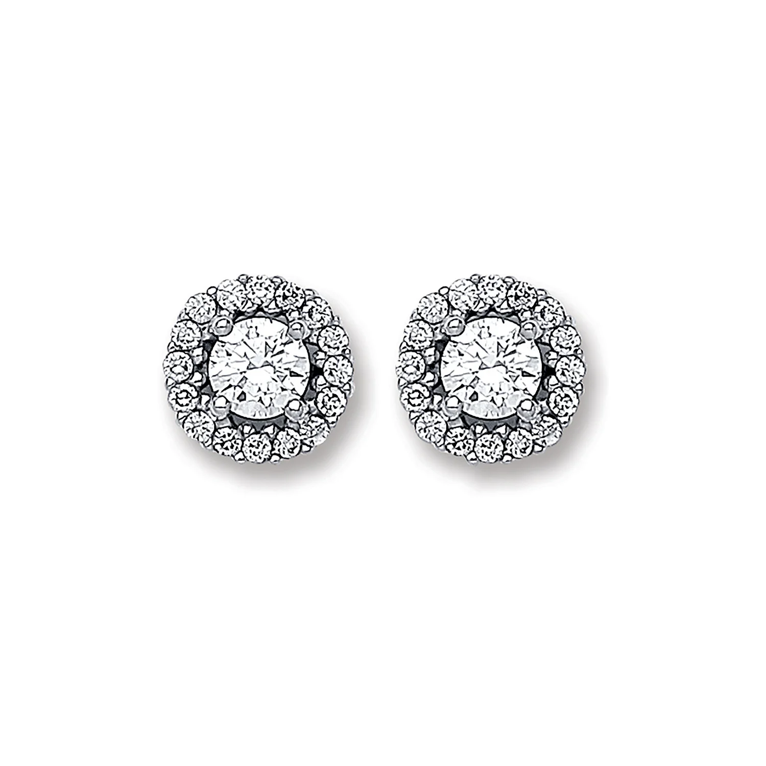 White Gold Cubic Zirconia 7mm Cluster Stud - 9ct Gold - Image 2