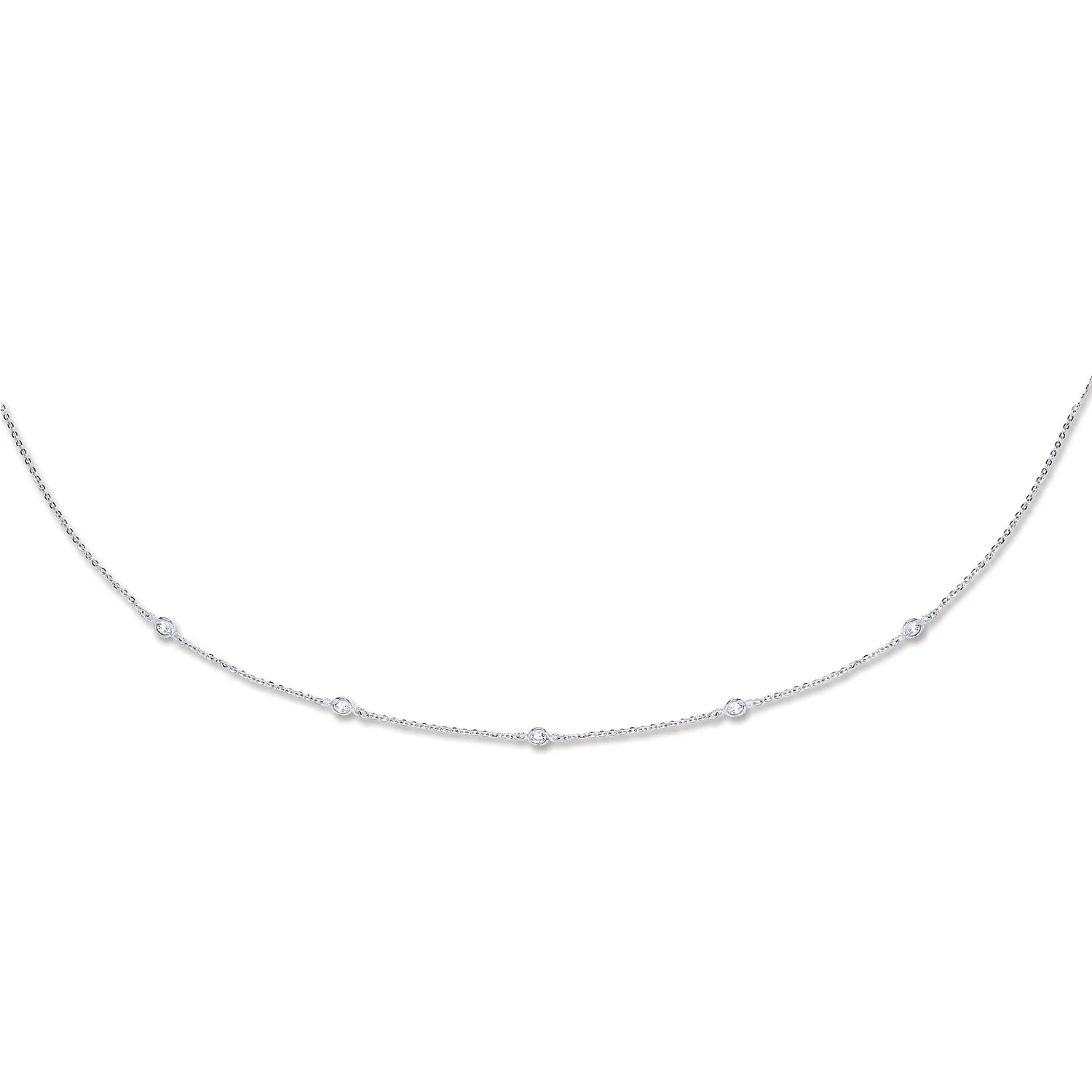 White Gold Cubic Zirconia by the Yard Cubic Zirconia Bracelet & Necklace (07", 18" & 36") - 9ct Gold - Image 2
