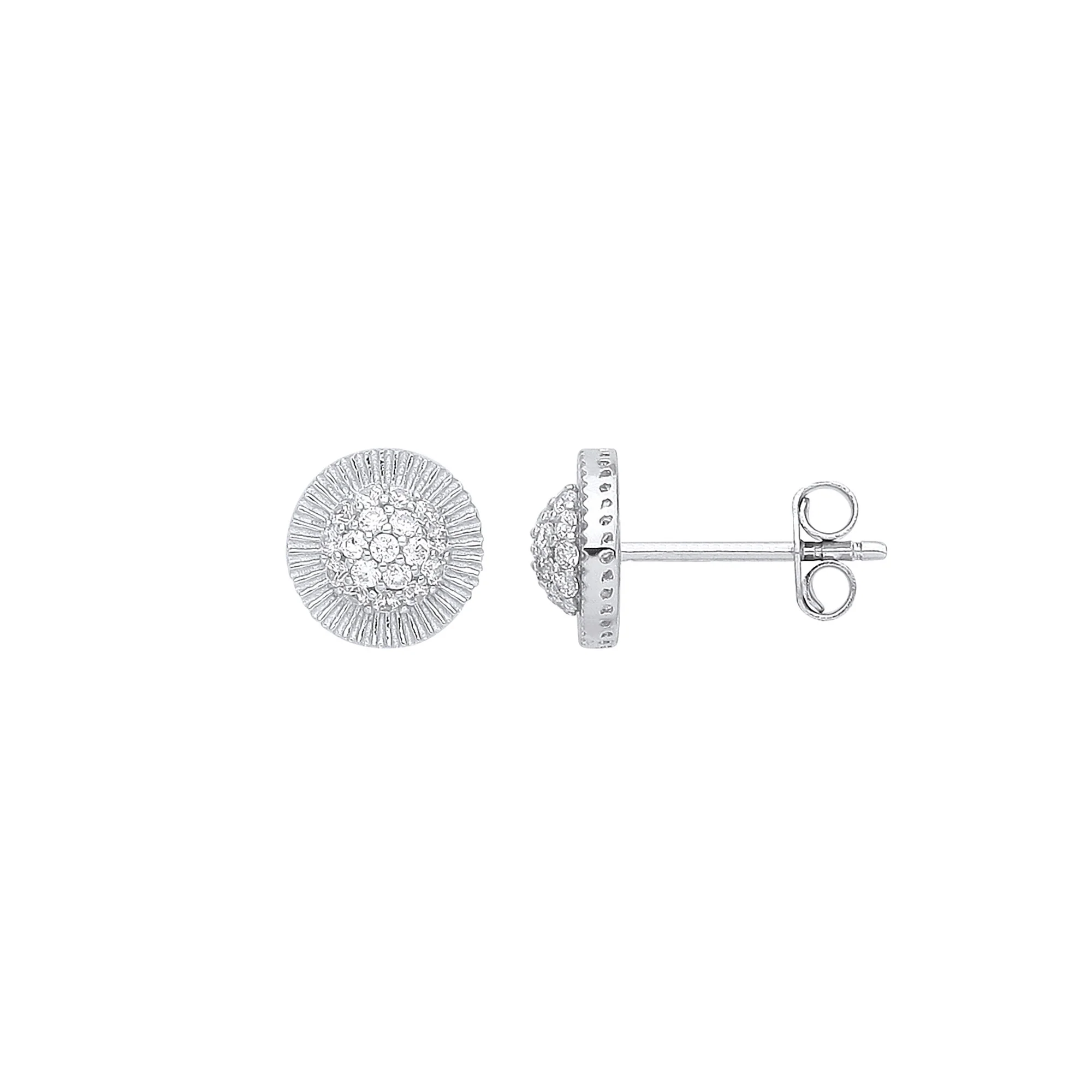 White Gold Cubic Zirconia Round 8mm Stud Earrings - 9ct Gold - Image 2